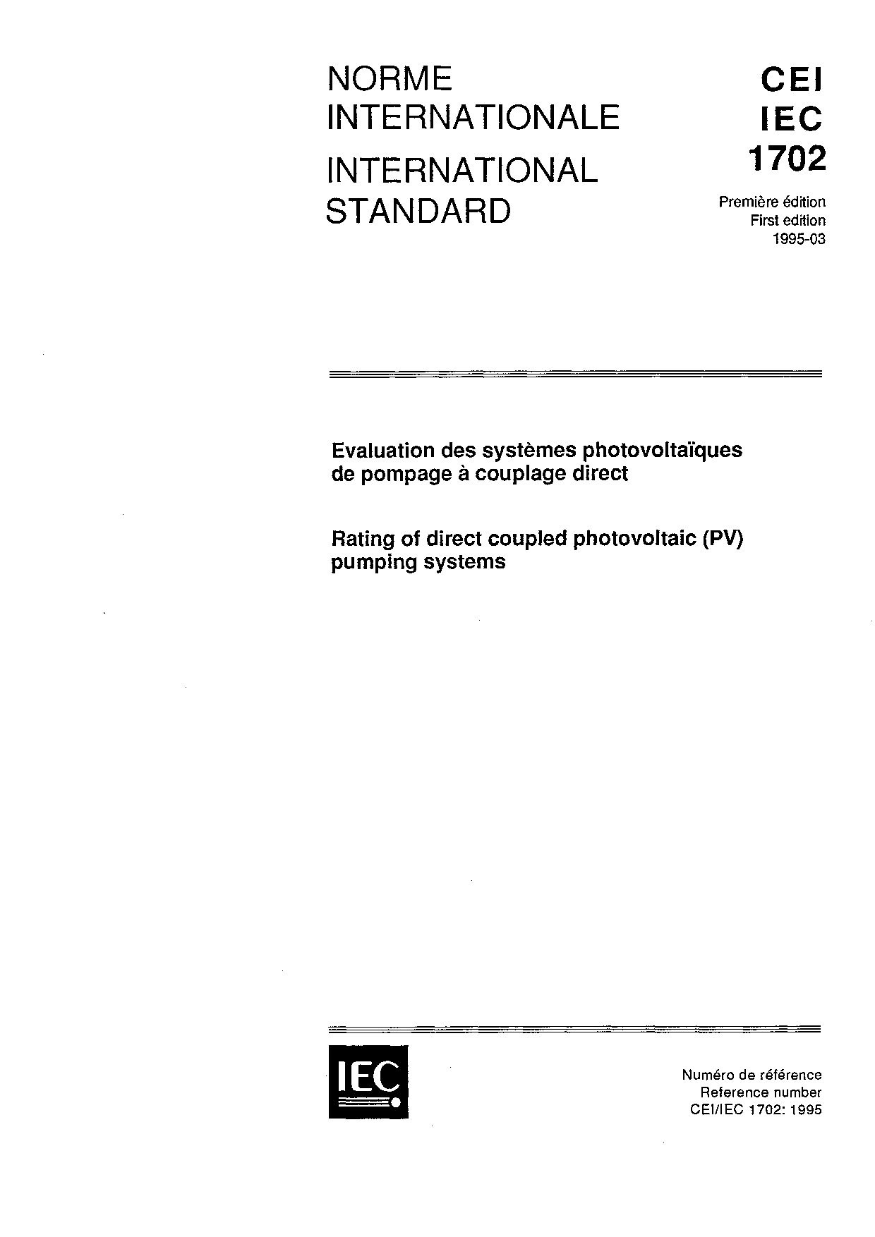 IEC 61702:1995封面图