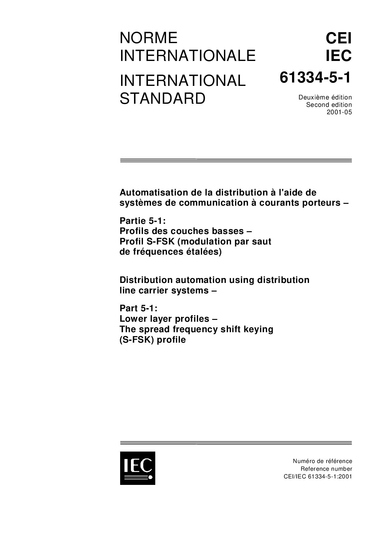IEC 61334-5-1:2001封面图
