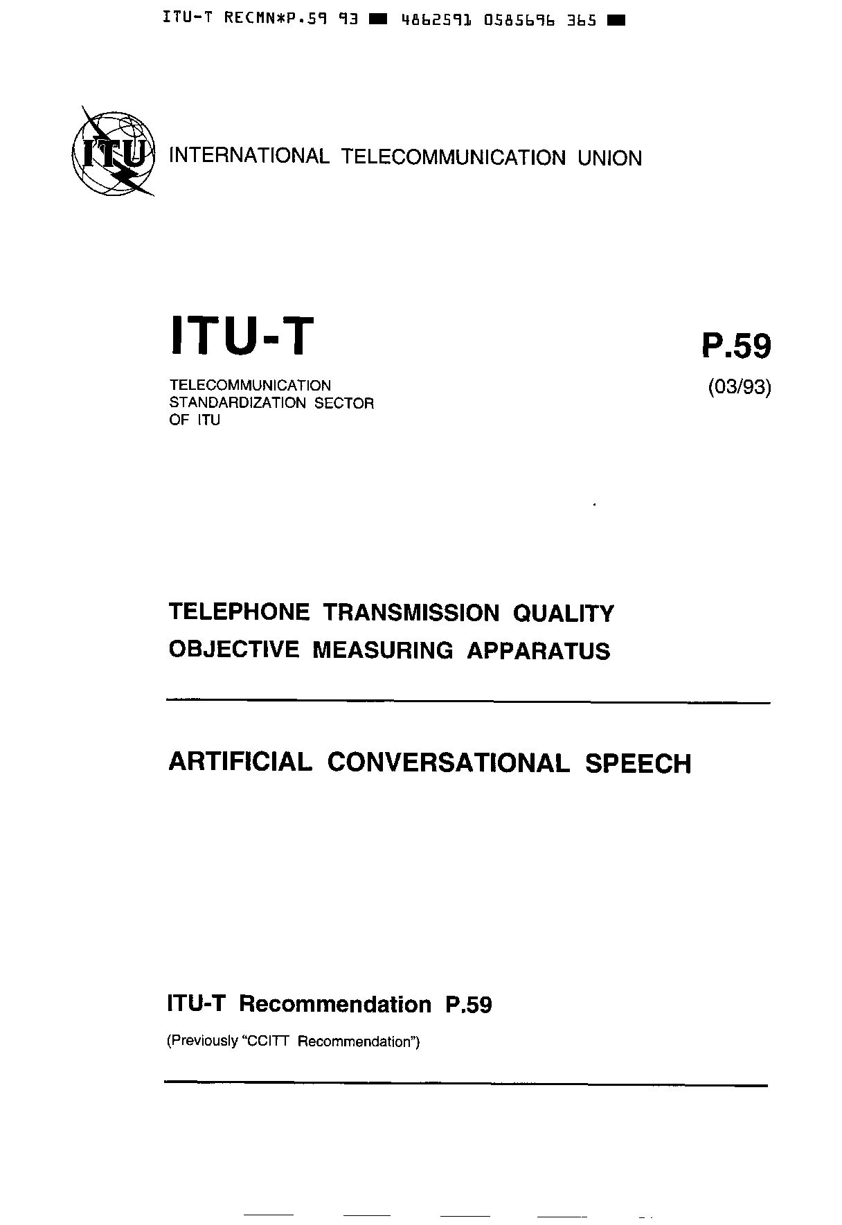 ITU-T P.59-1993封面图