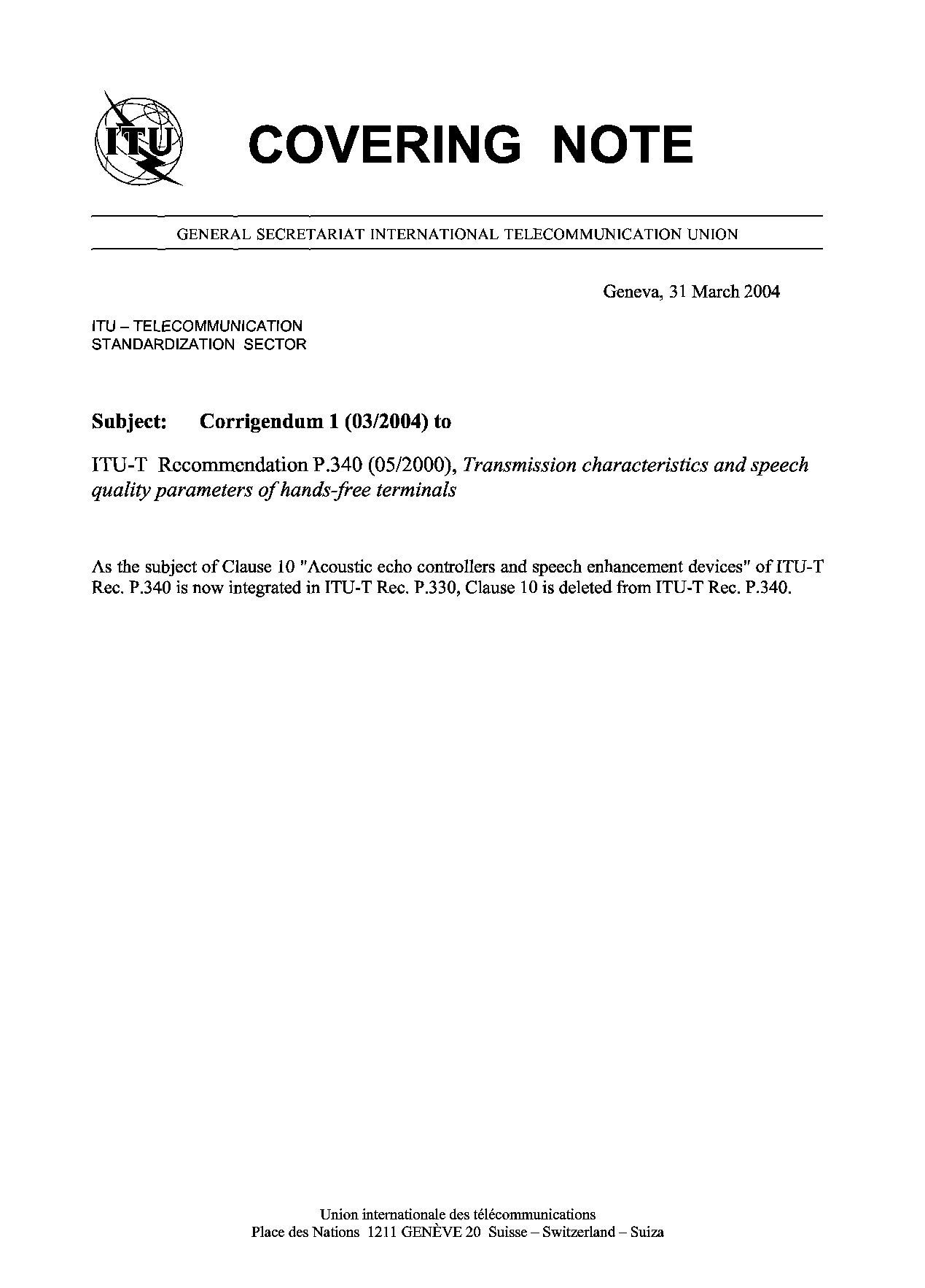 ITU-T P.340-2000封面图