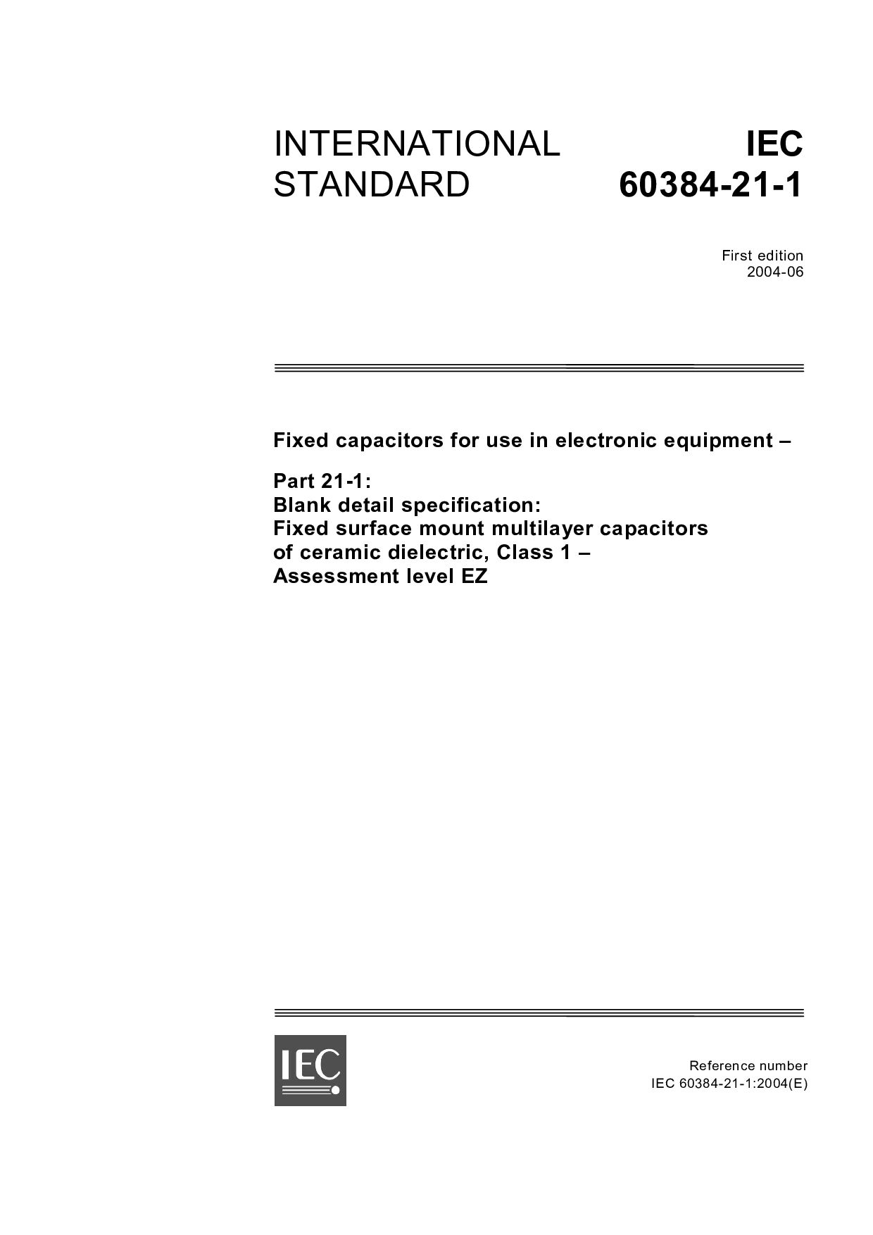 IEC 60384-21-1:2004封面图