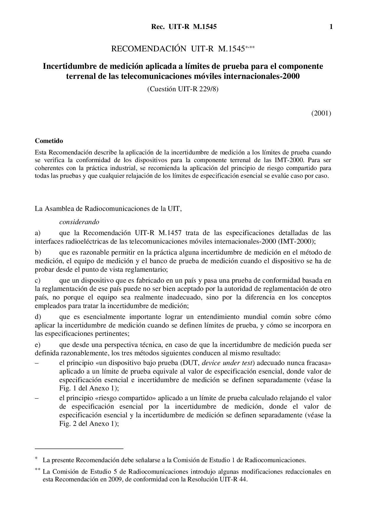 ITU-R M.1545 SPANISH-2001
