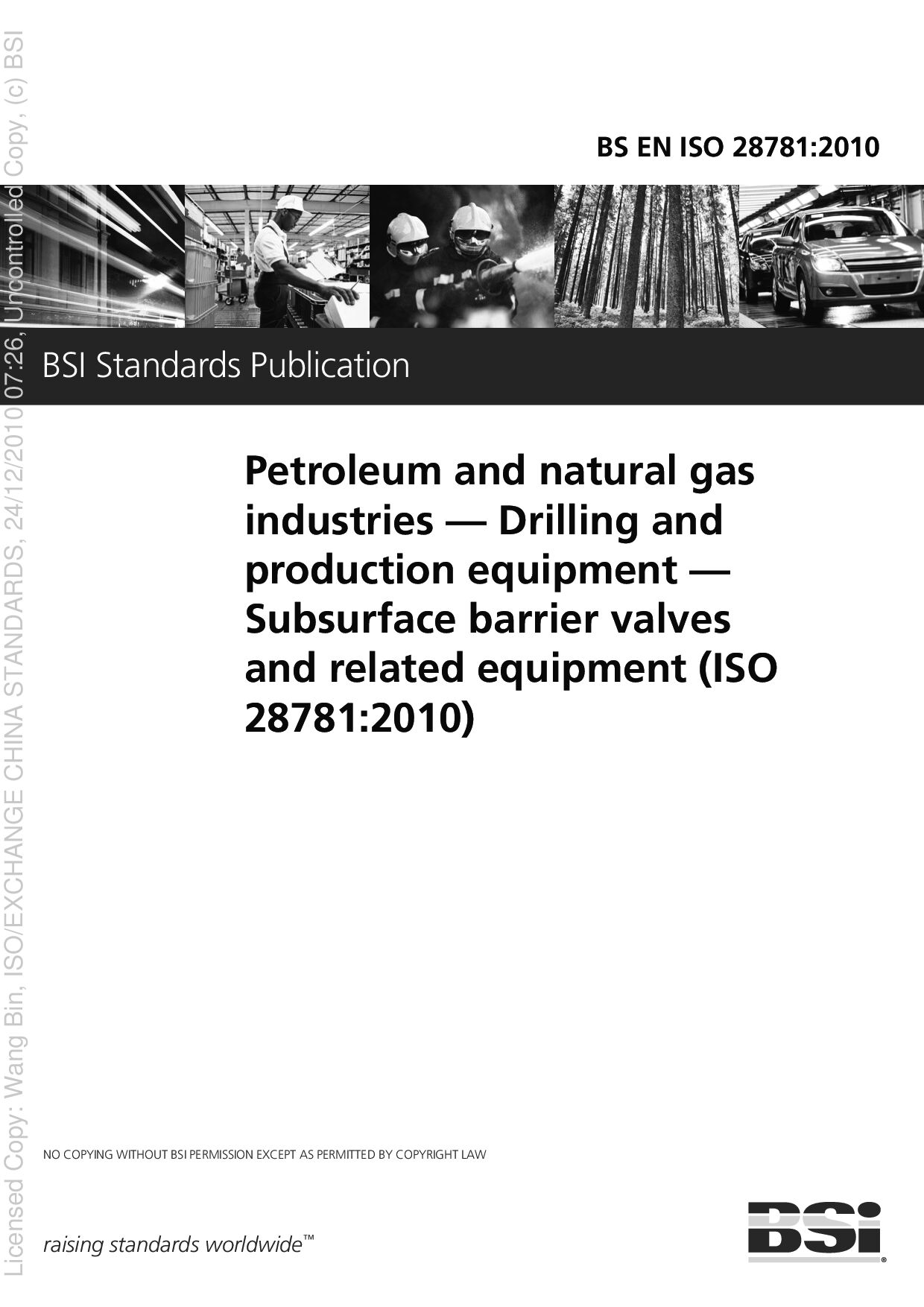BS EN ISO 28781:2010封面图