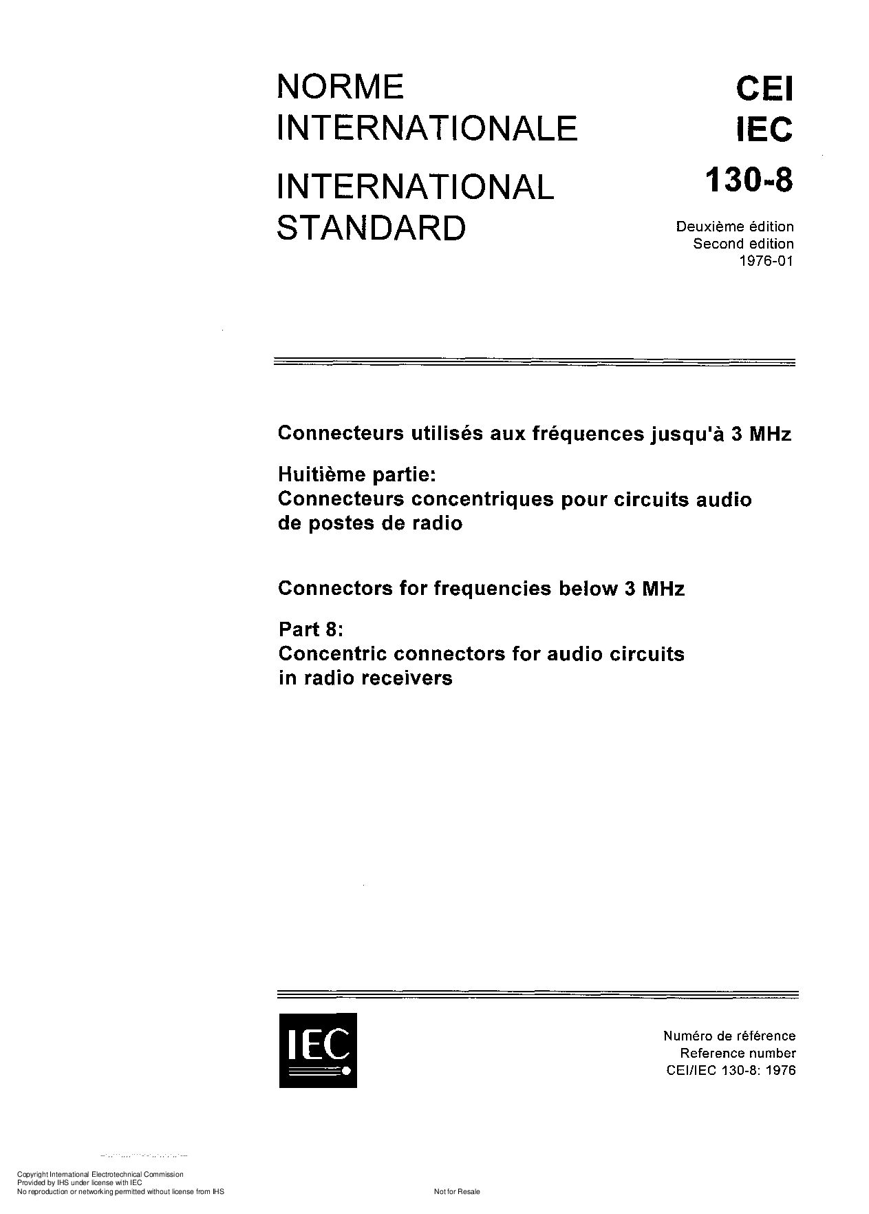 IEC 60130-8:1976封面图