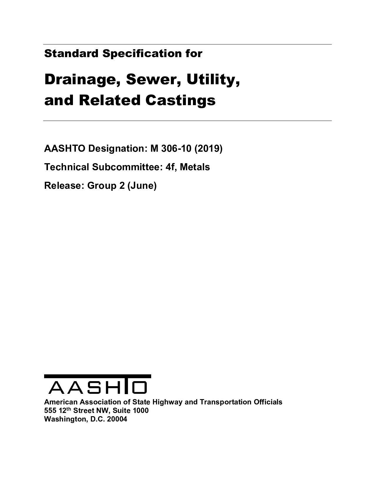 AASHTO M 306-2010(R2019)封面图