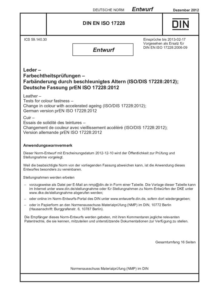 DIN EN ISO 17228 E:2012-10封面图