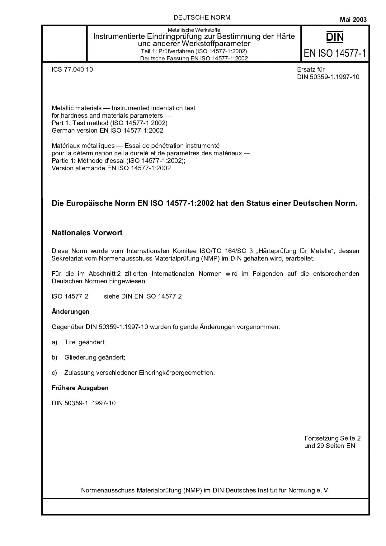 DIN EN ISO 14577-1:2003封面图