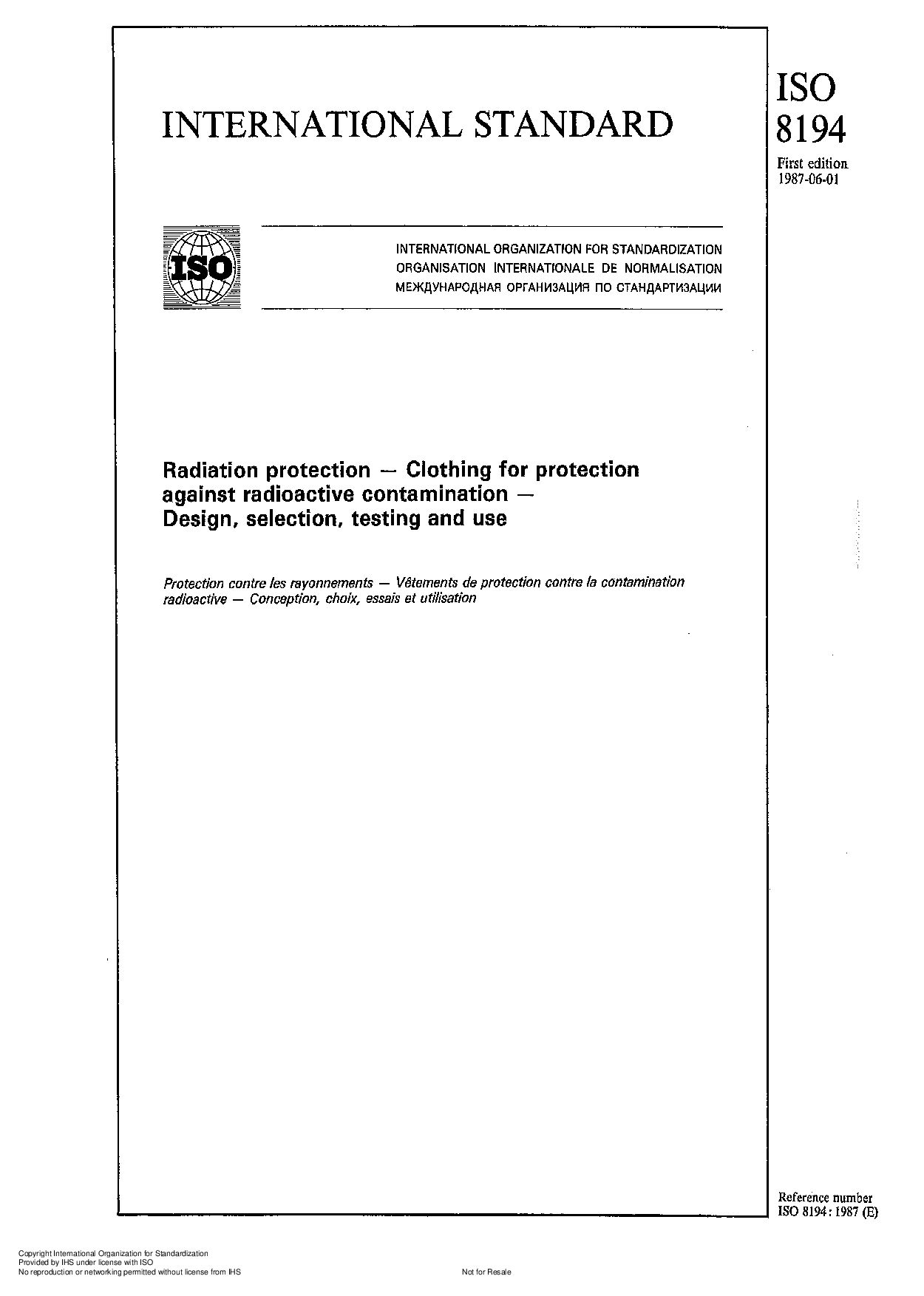 ISO 8194:1987封面图