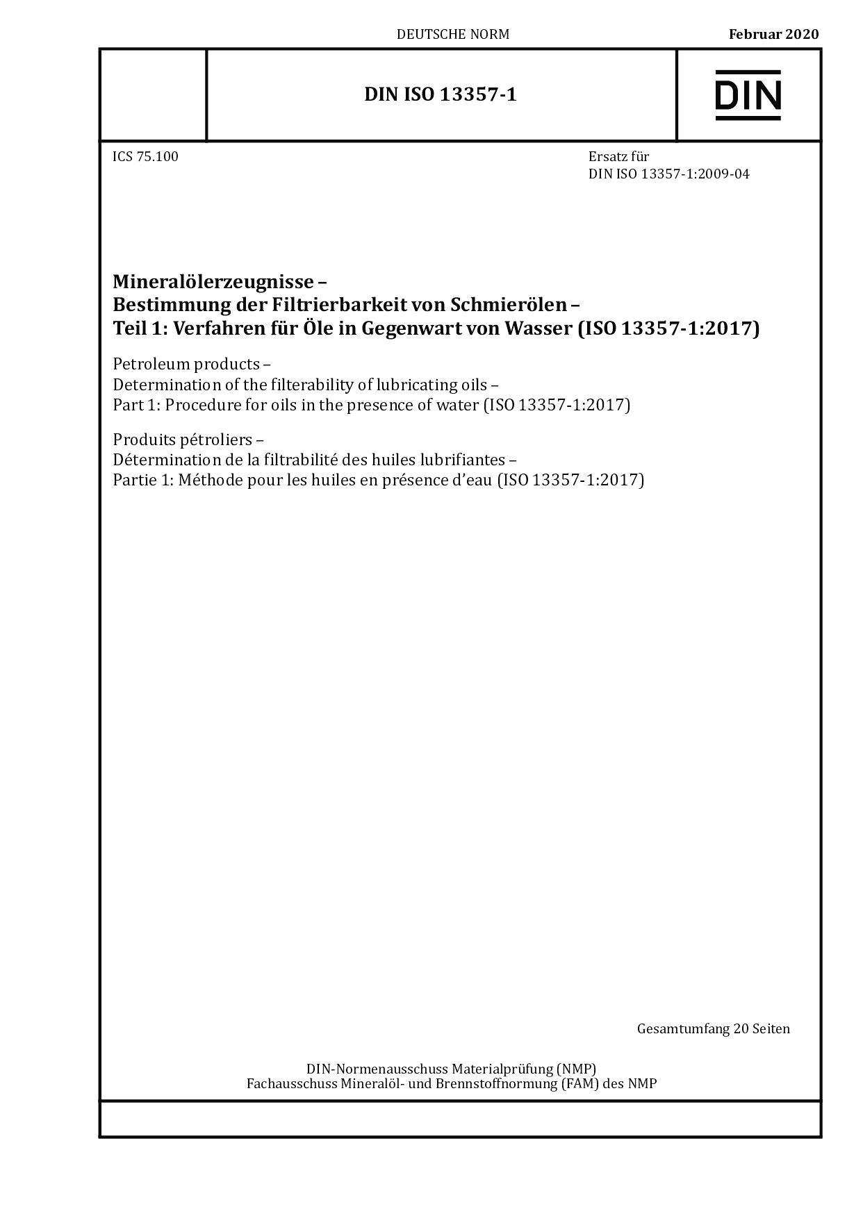 DIN ISO 13357-1:2020封面图