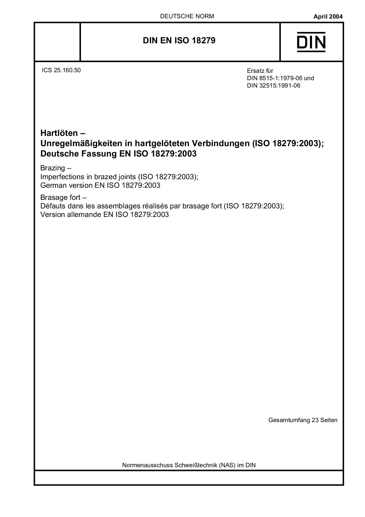 DIN EN ISO 18279:2004-04封面图
