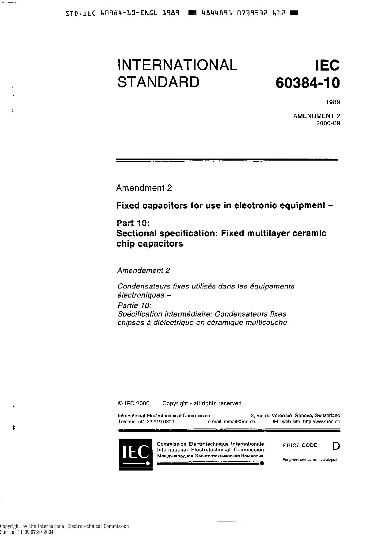 IEC 60384-10:1989封面图