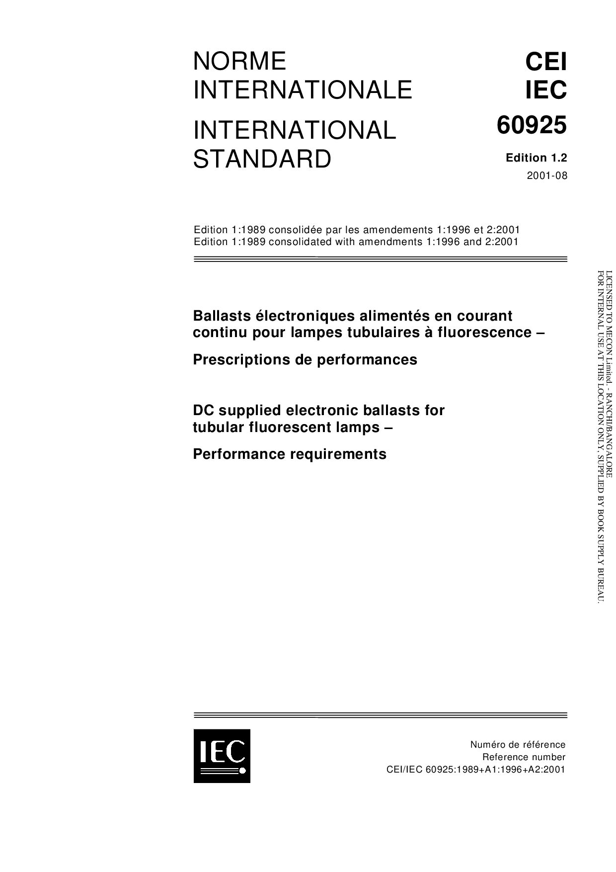 IEC 60925:2001封面图