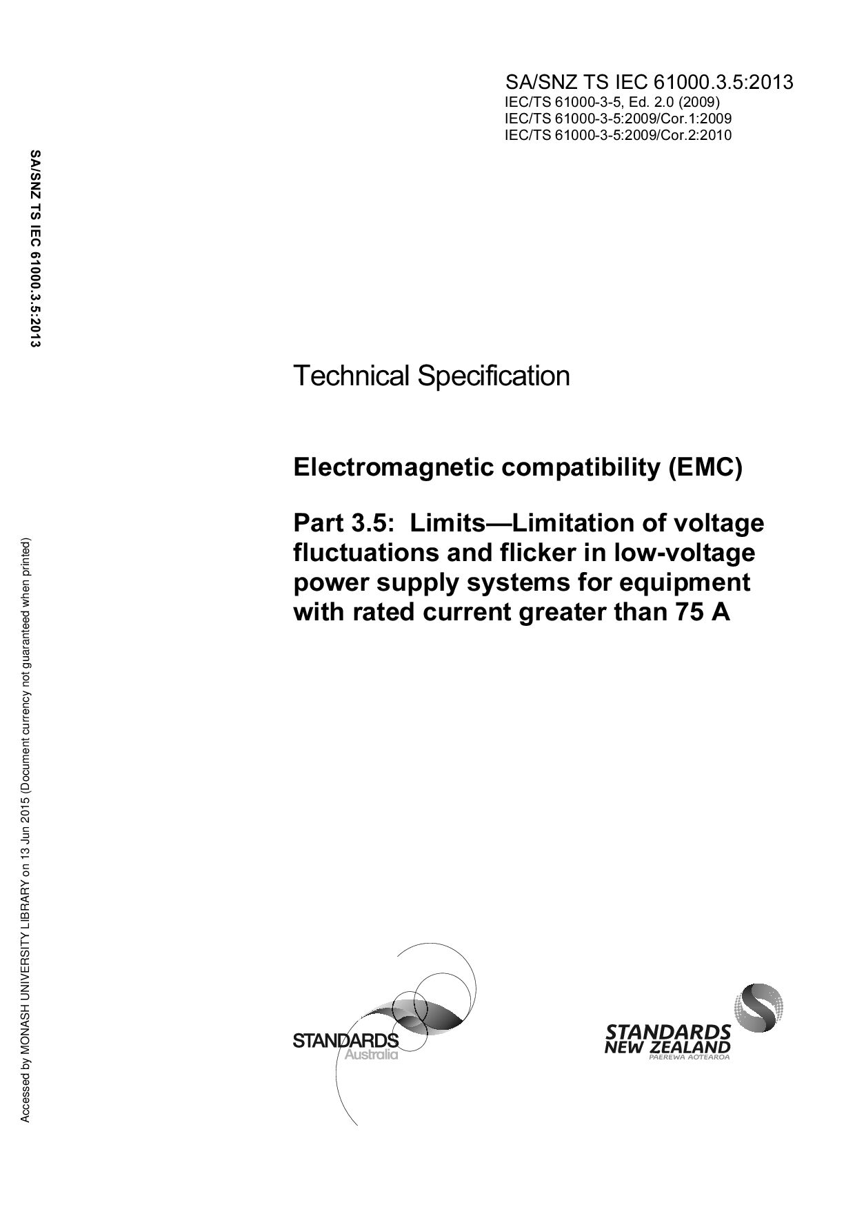 SA/SNZ TS IEC 61000.3.5:2013封面图