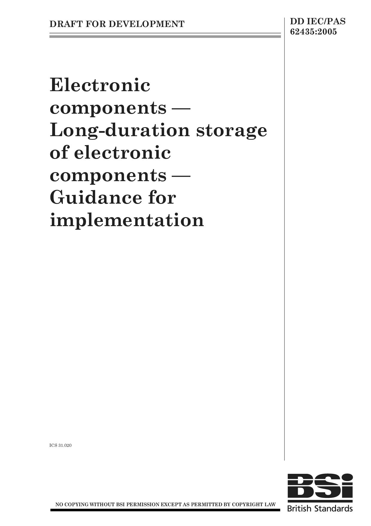DD IEC/PAS 62435:2005封面图