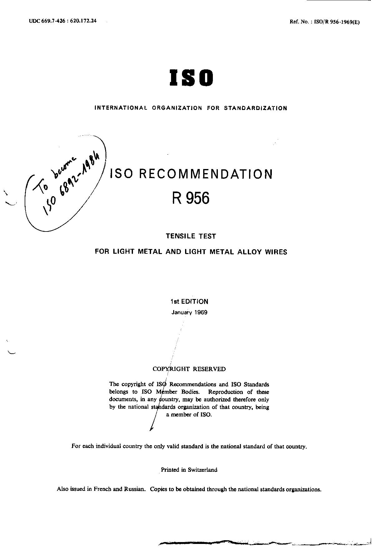 ISO/R 956:1969