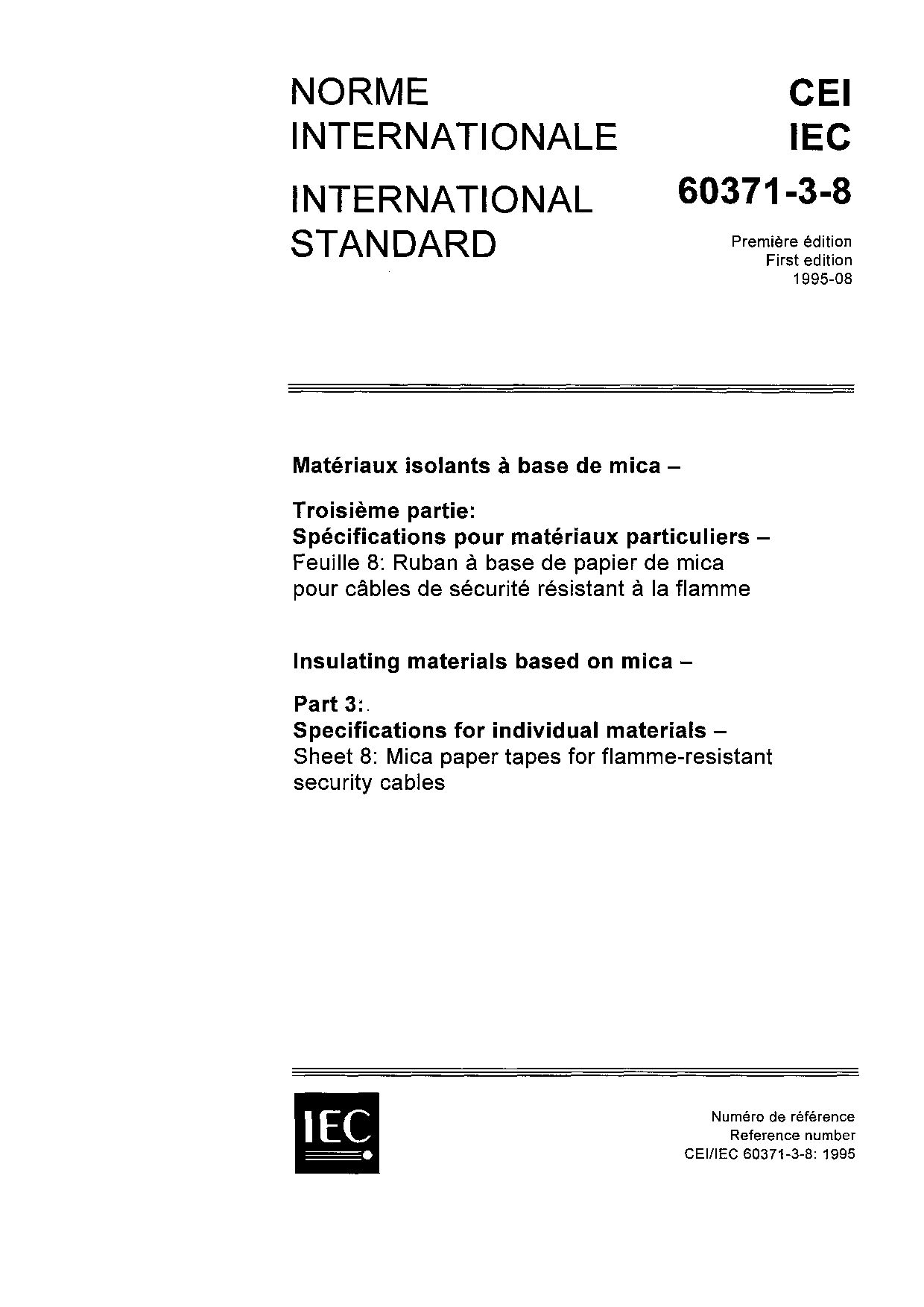 IEC 60371-3-8:1995封面图
