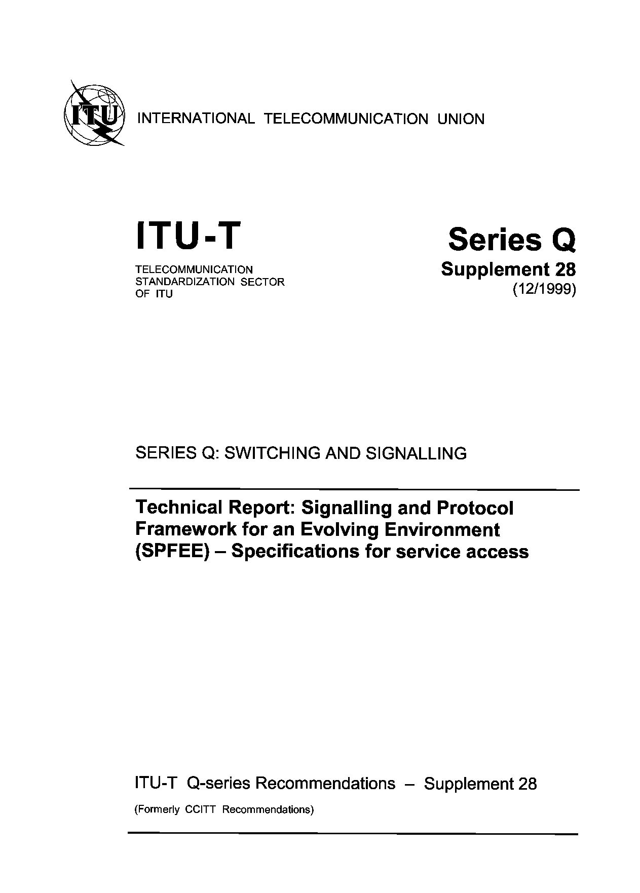 ITU-T SERIES Q SUPP 28-1999封面图