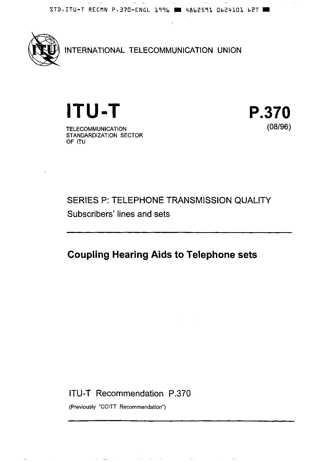 ITU-T P.370-1996封面图
