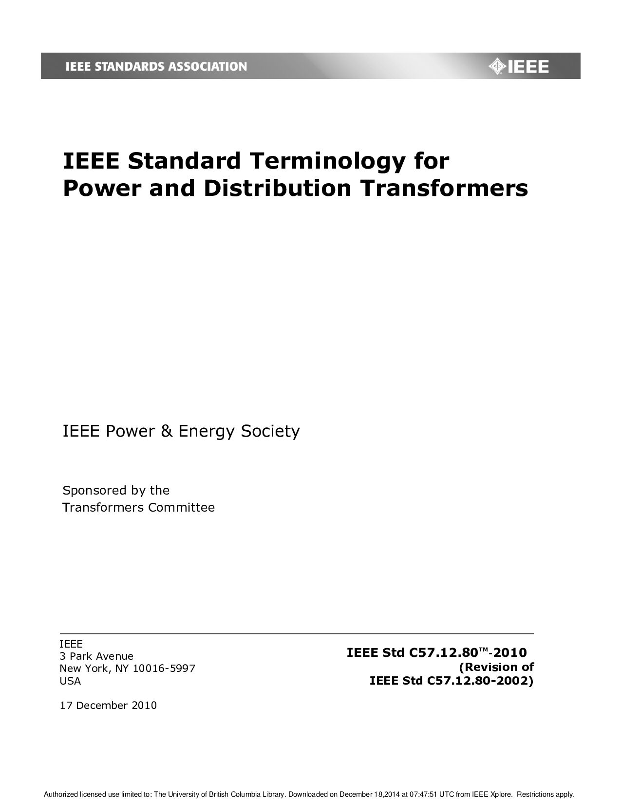 IEEE Std C57.12.80-2010封面图