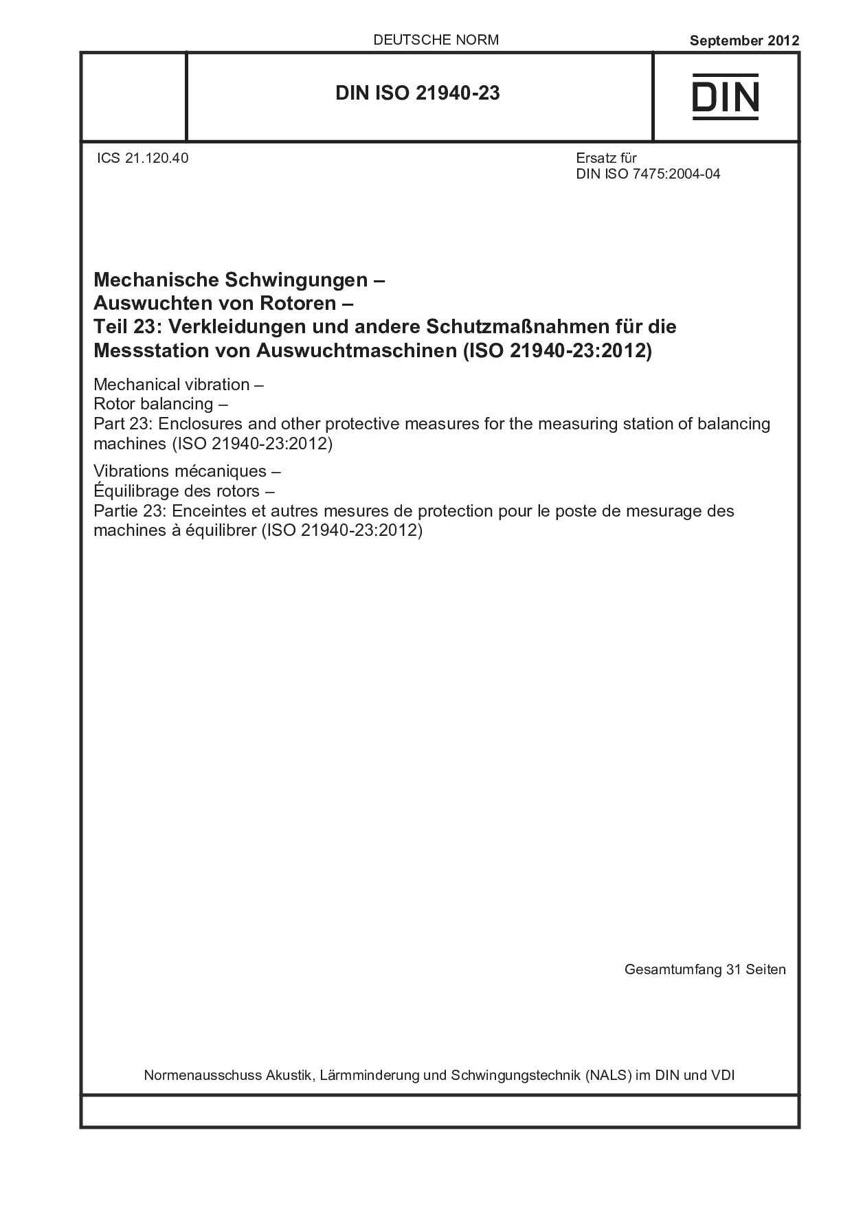 DIN ISO 21940-23:2012