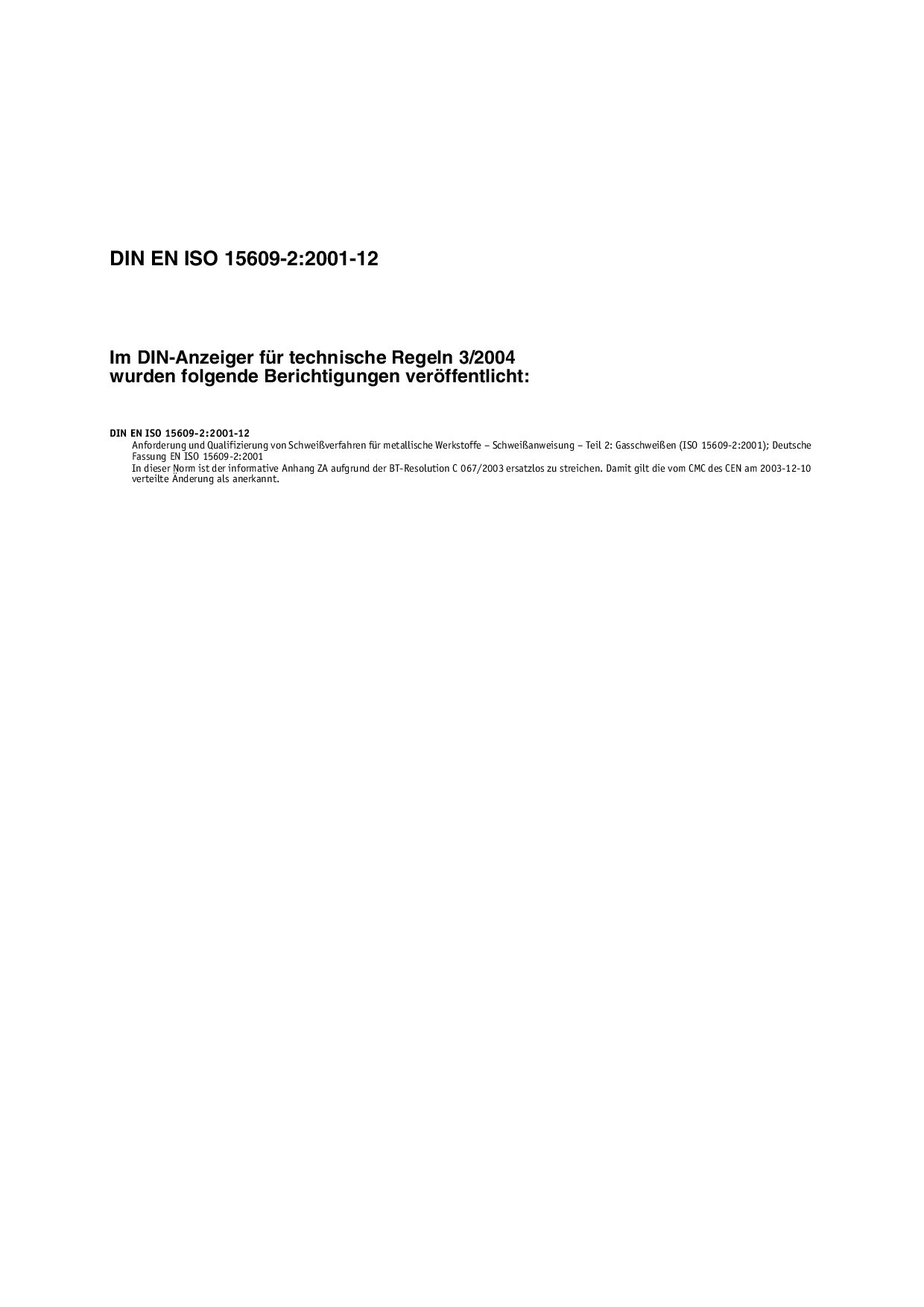 DIN EN ISO 15609-2 Berichtigung:2004封面图