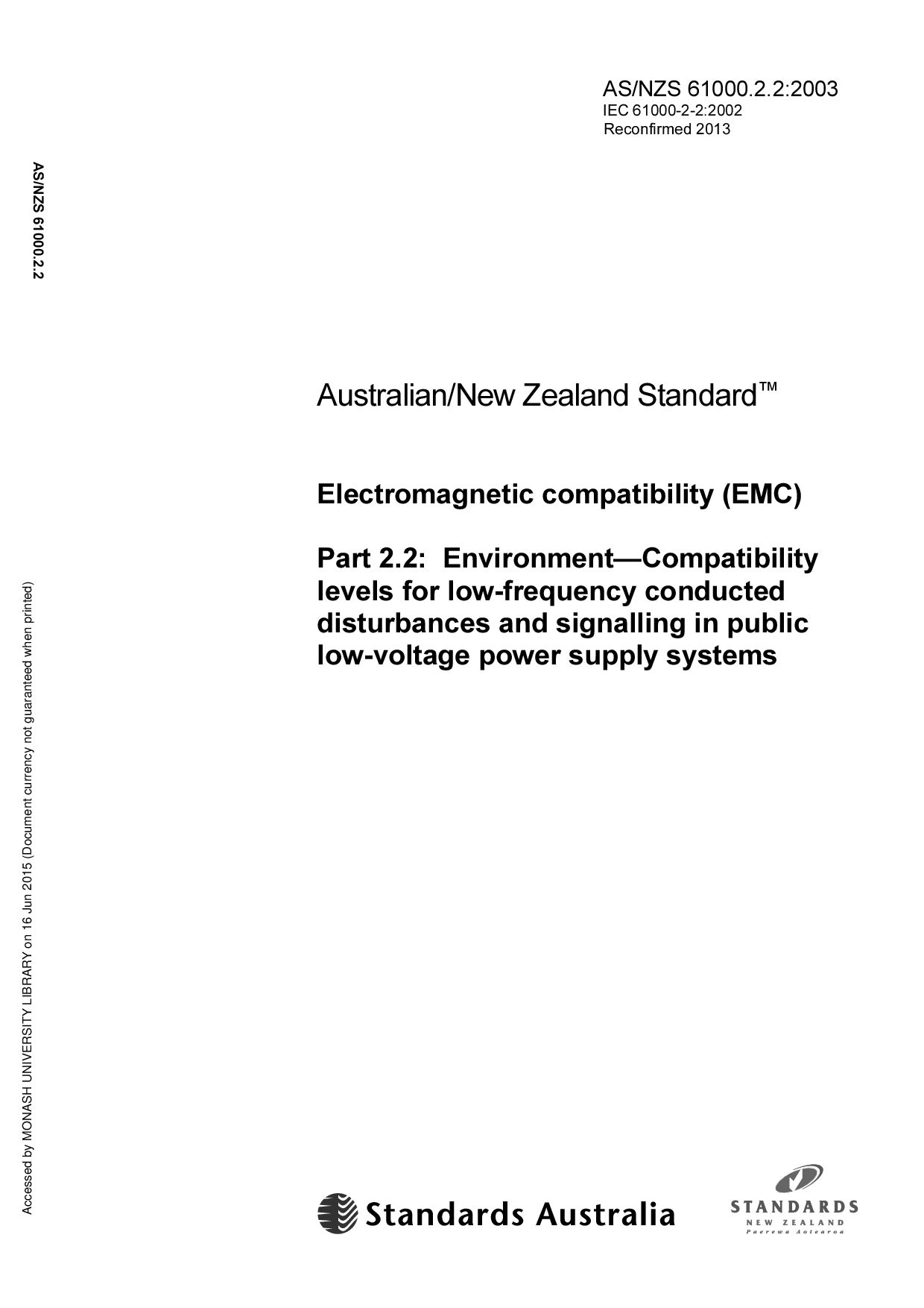AS/NZS 61000.2.2:2003(R2013)封面图