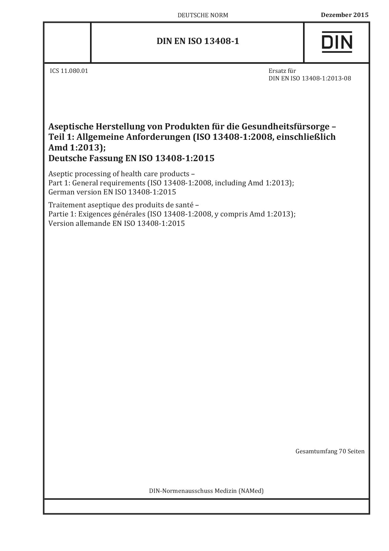 DIN EN ISO 13408-1:2015-12封面图