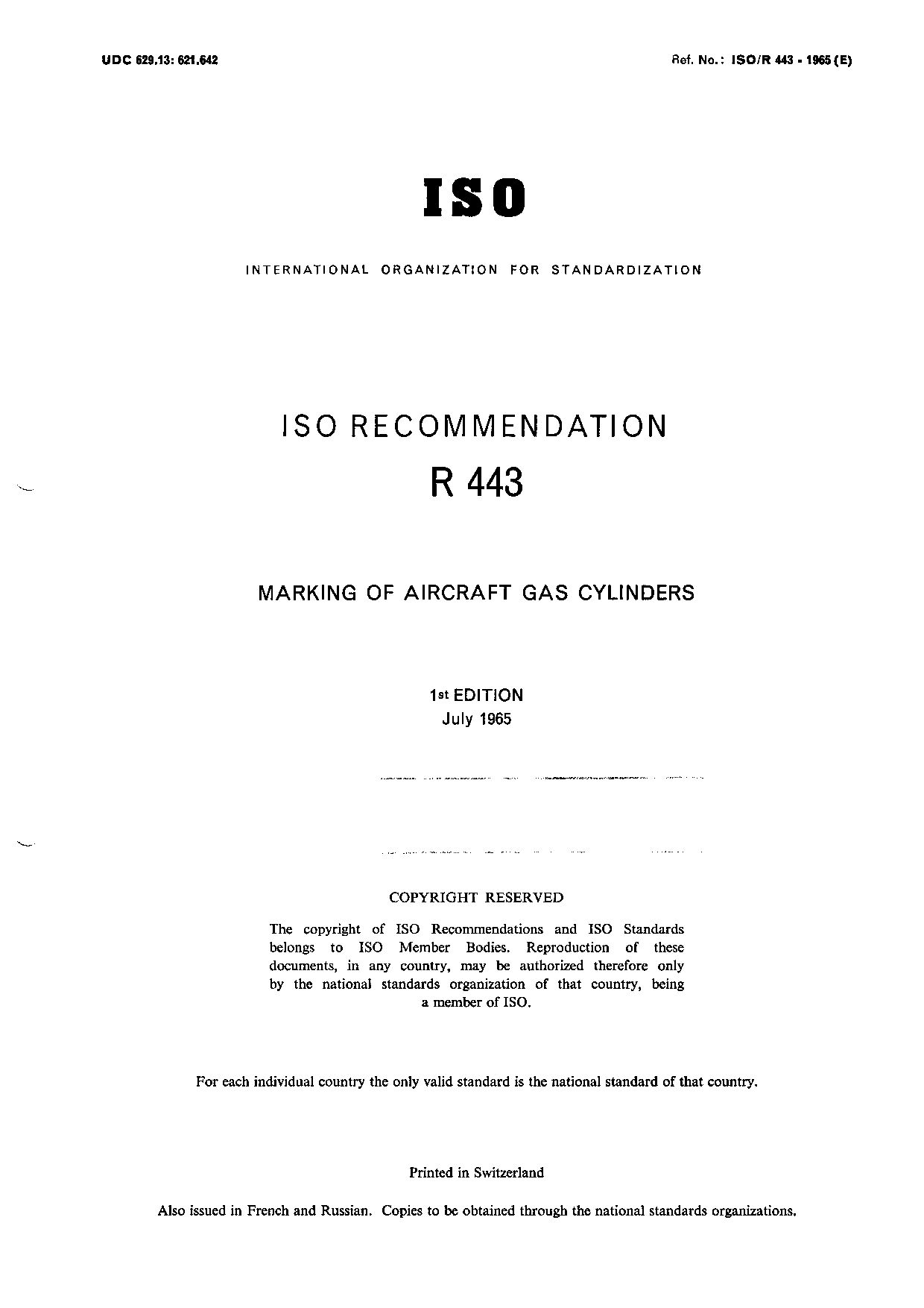 ISO/R 443-1965