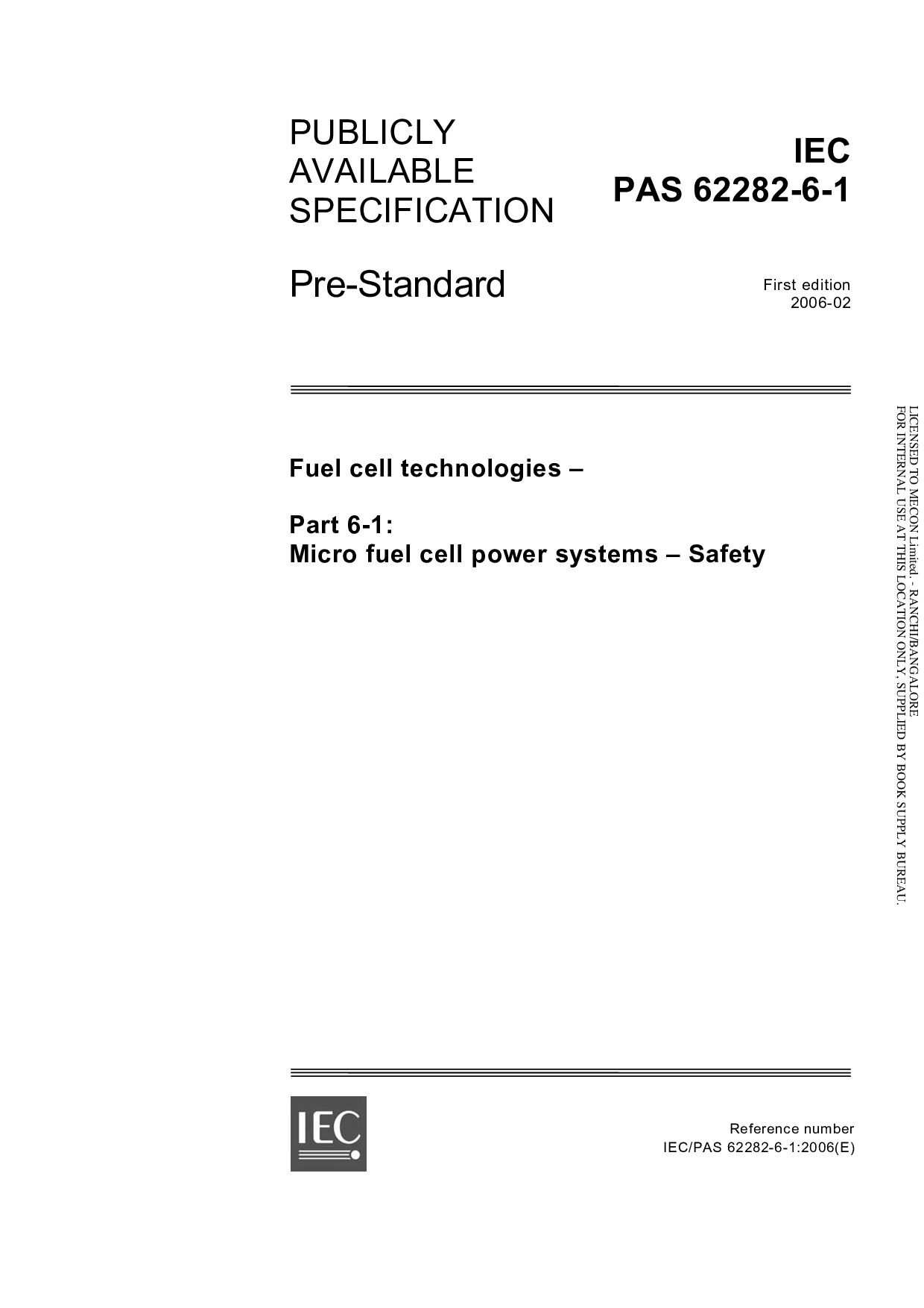 IEC PAS 62282-6-1:2006