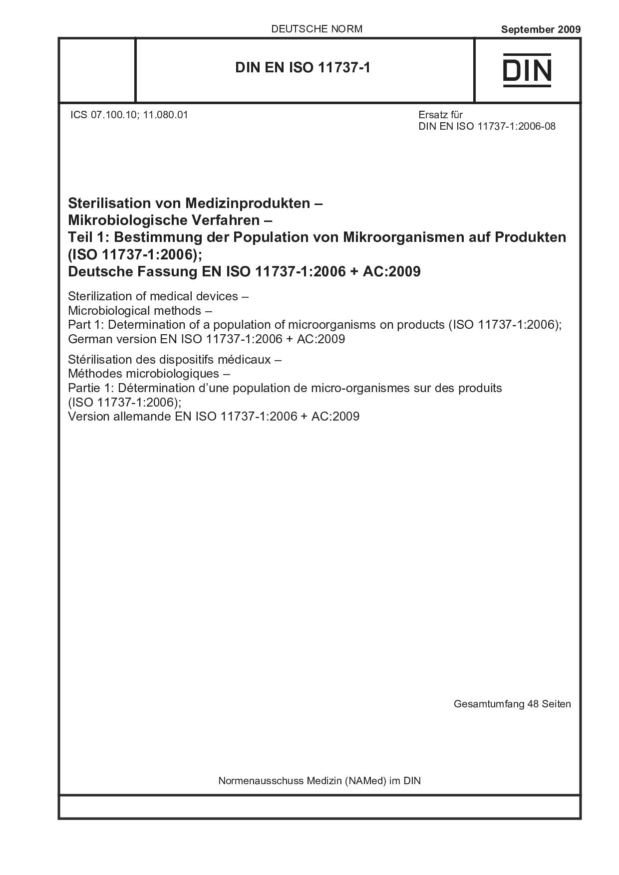 DIN EN ISO 11737-1:2009封面图