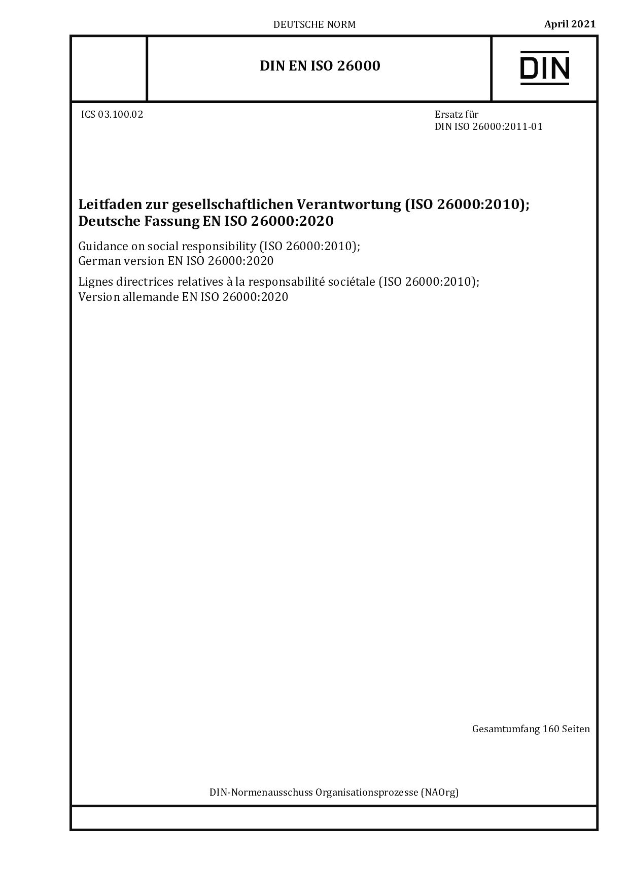 DIN EN ISO 26000:2021封面图