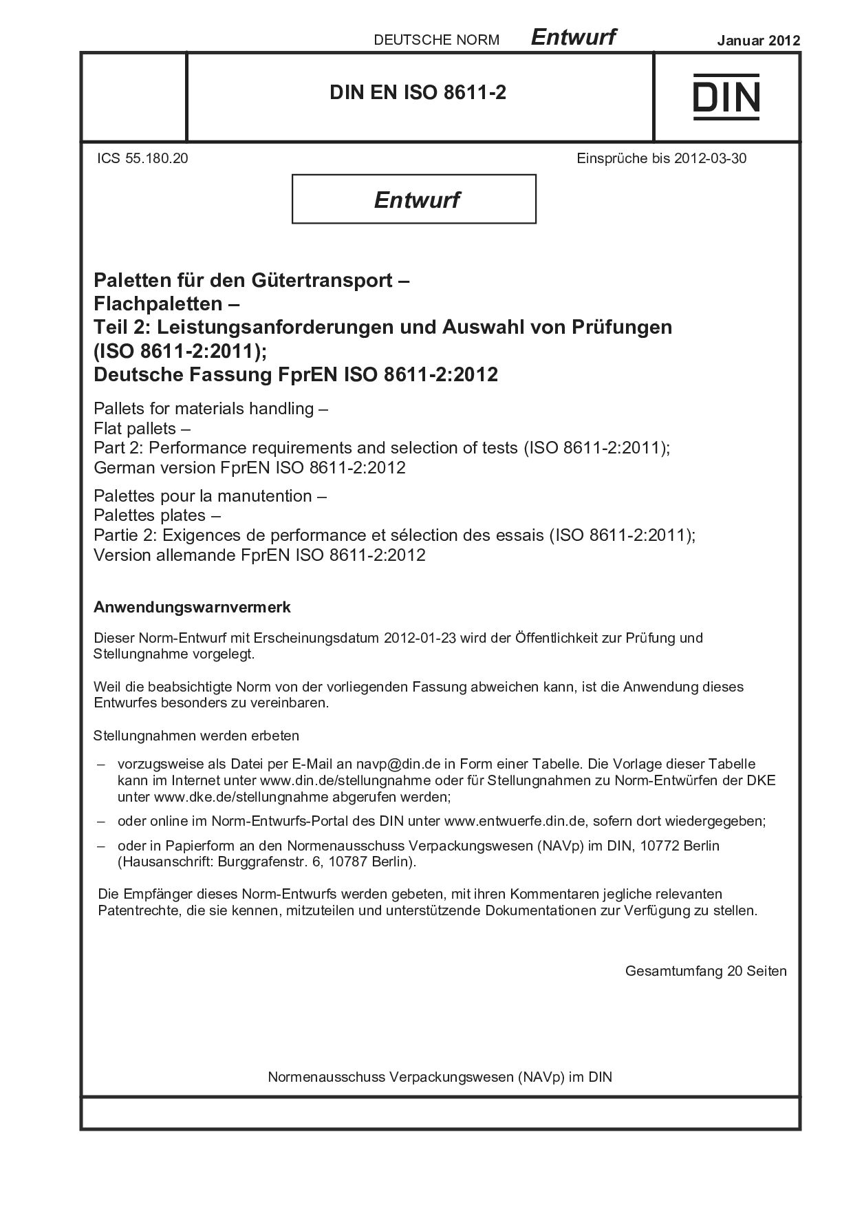 DIN EN ISO 8611-2 E:2012-01封面图