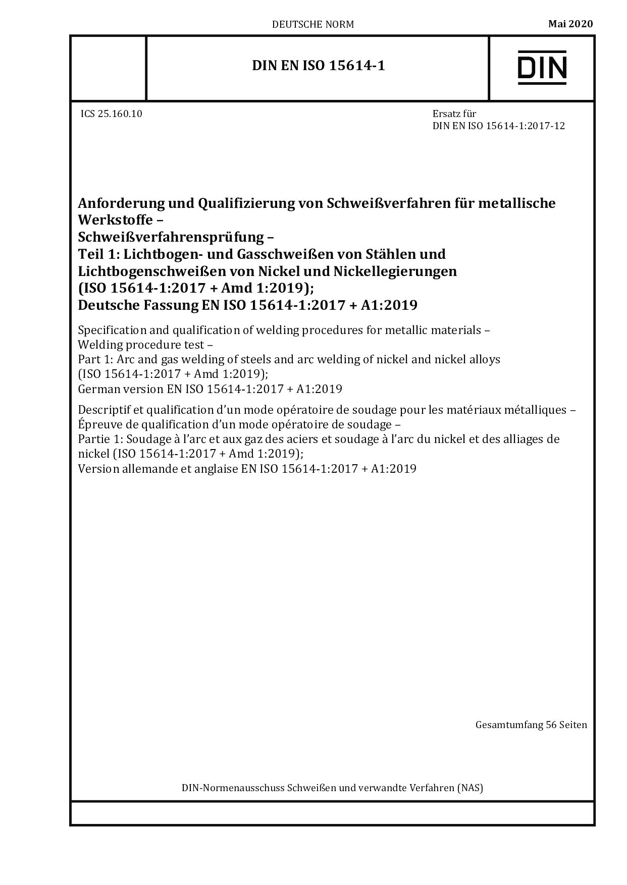 DIN EN ISO 15614-1:2020-05封面图