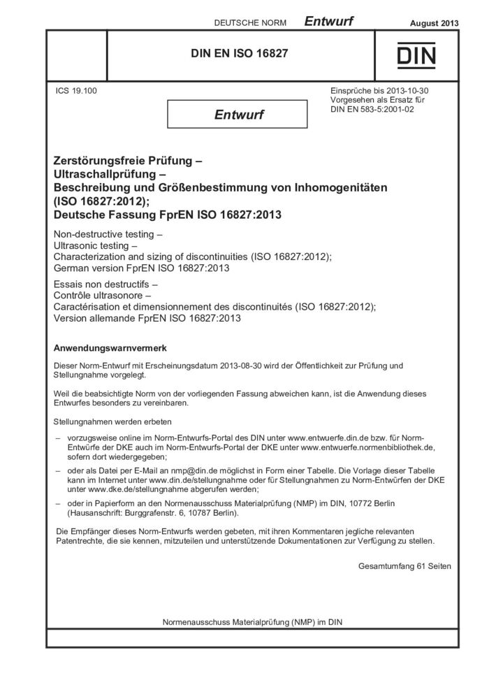 DIN EN ISO 16827 E:2013-08封面图