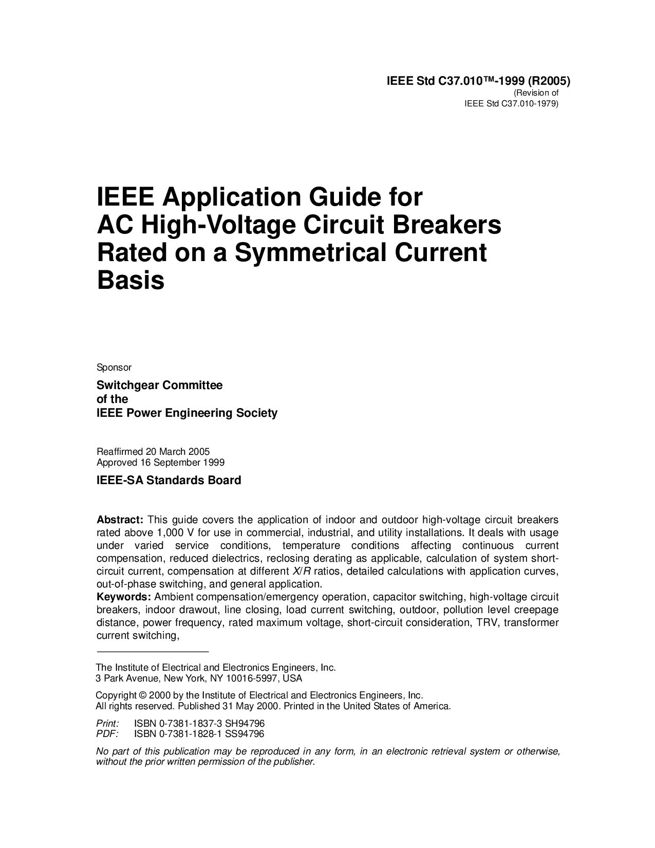 IEEE Std C37.010-1999封面图