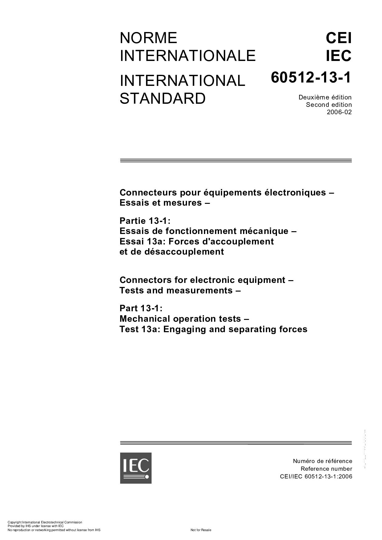 IEC 60512-13-1:2006封面图