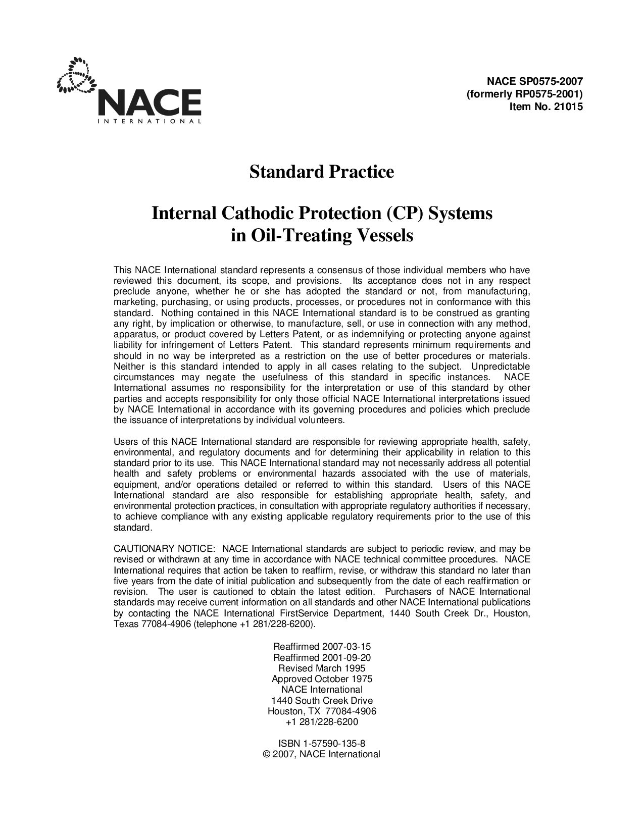 NACE SP0575-2007封面图