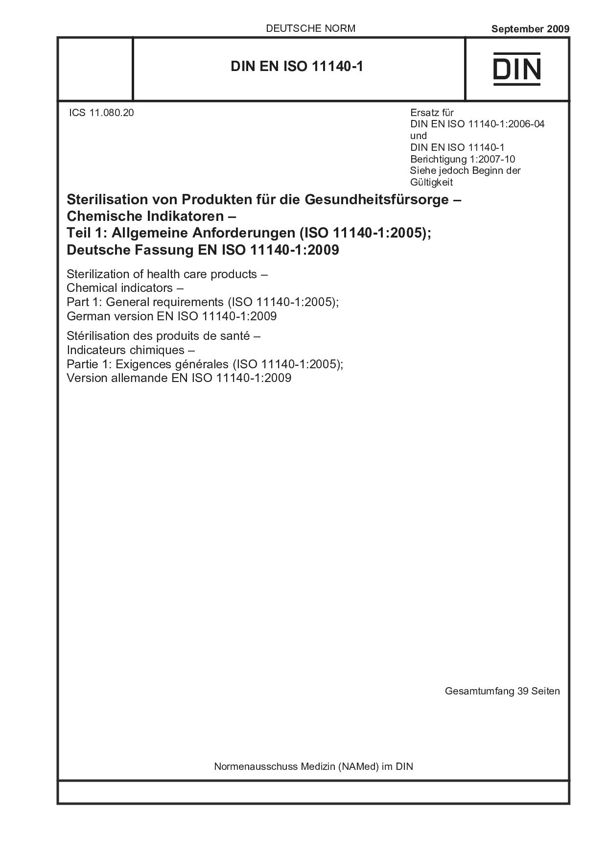 DIN EN ISO 11140-1:2009封面图