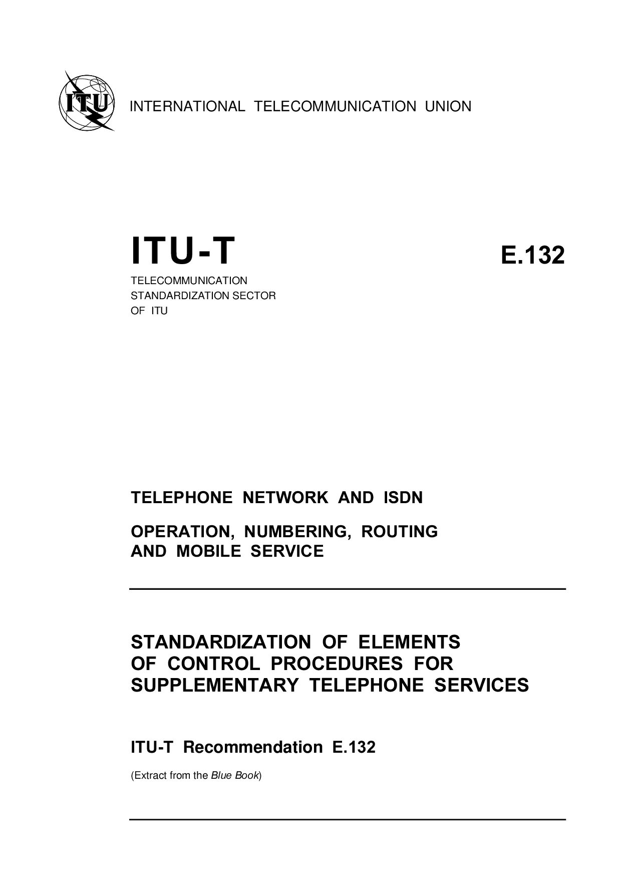 ITU-T E.132-1993封面图