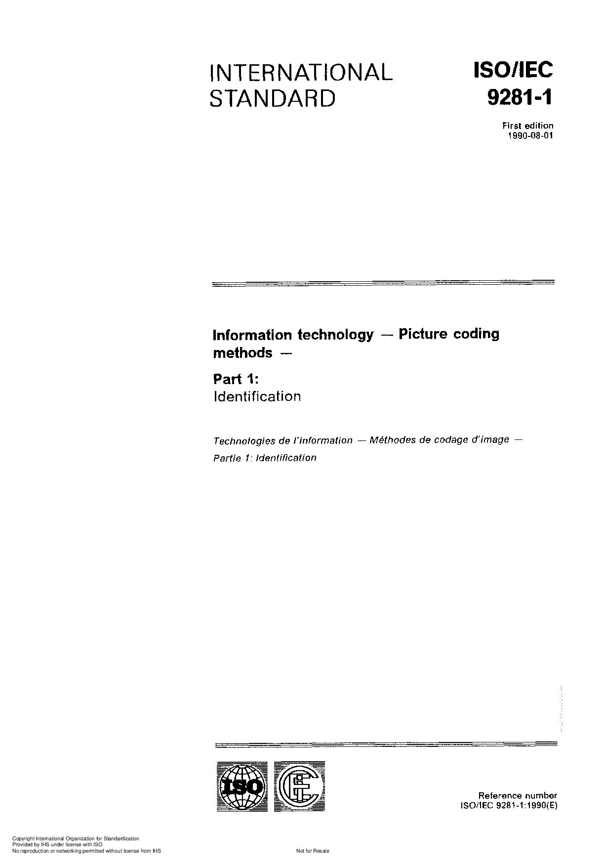 ISO/IEC 9281-1:1990封面图