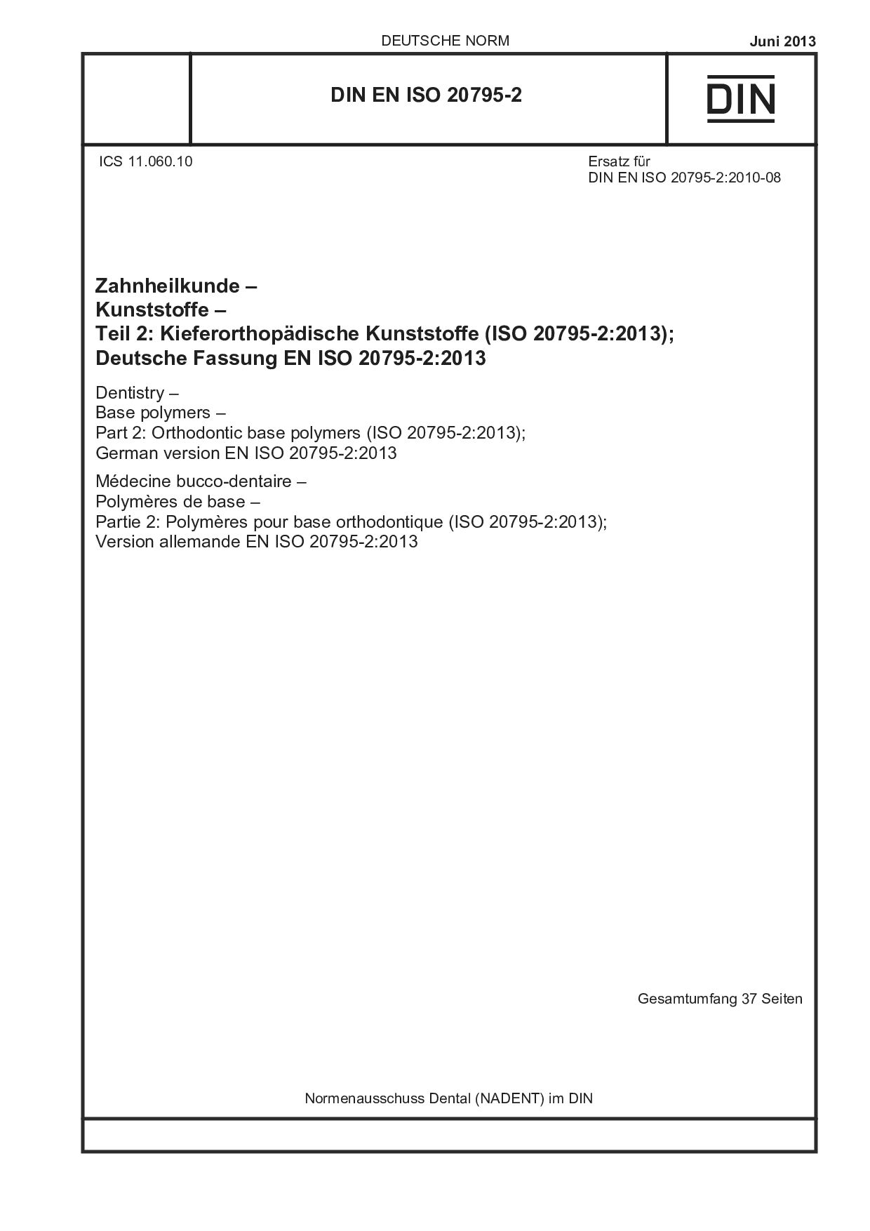 DIN EN ISO 20795-2:2013-06