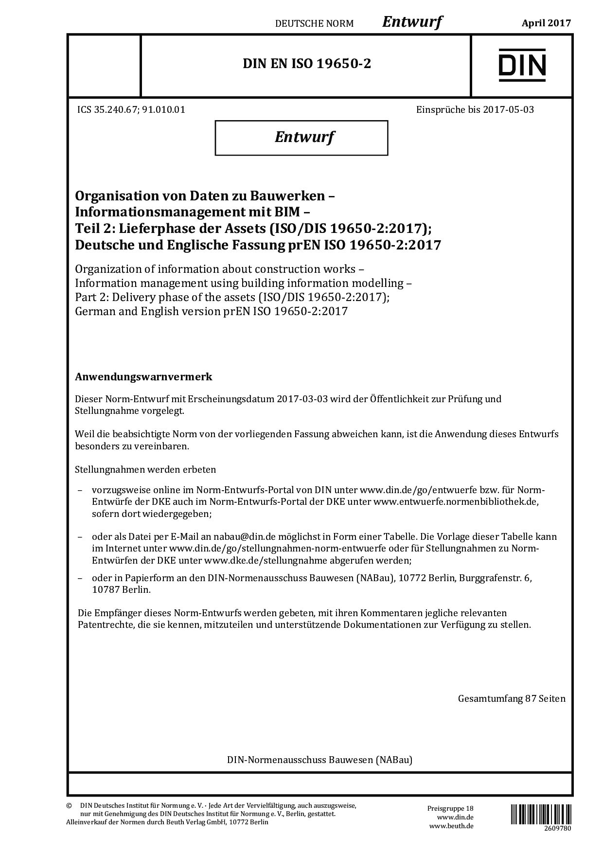 DIN EN ISO 19650-2 E:2017-04封面图