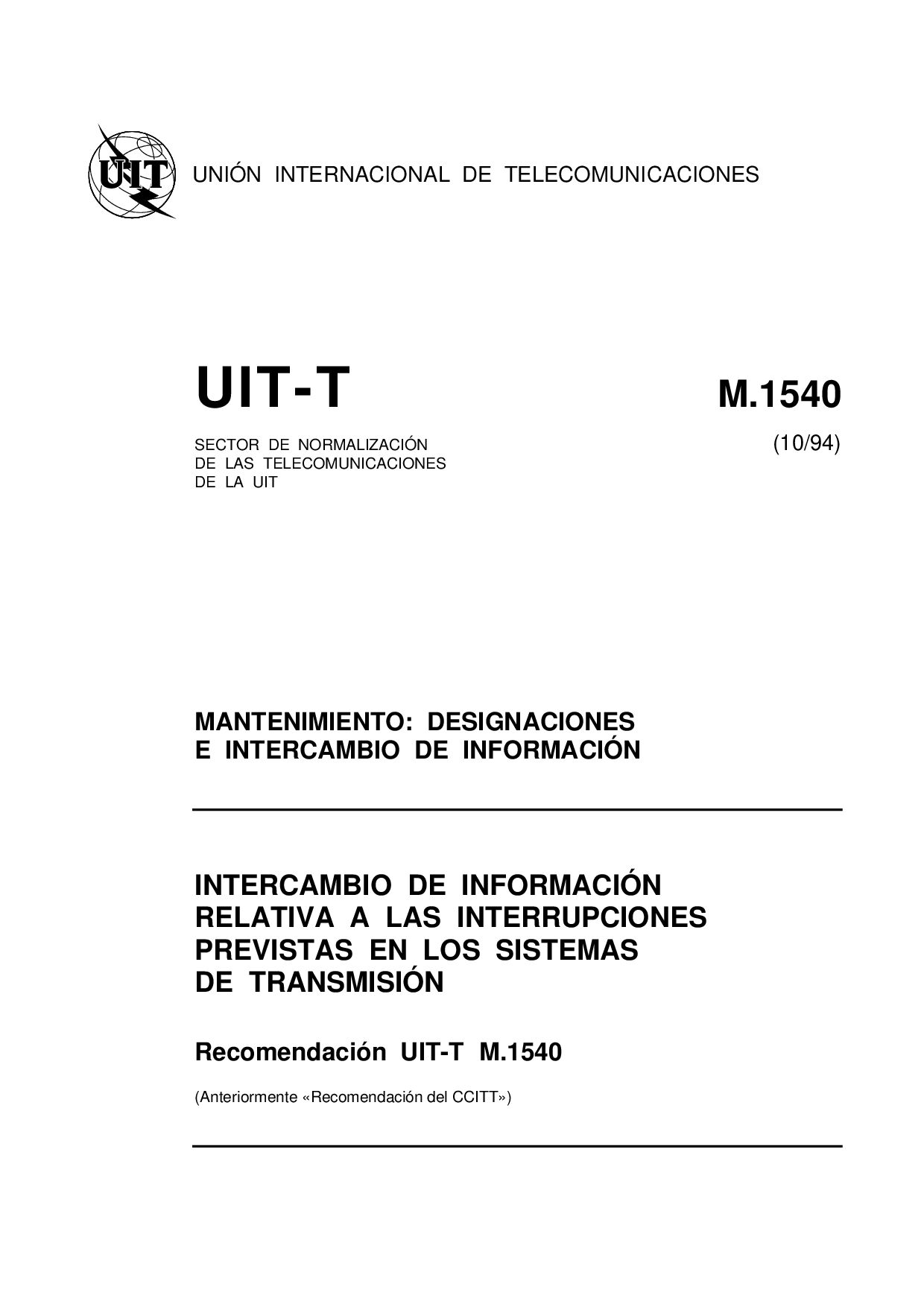 ITU-T M.1540 SPANISH-1994封面图