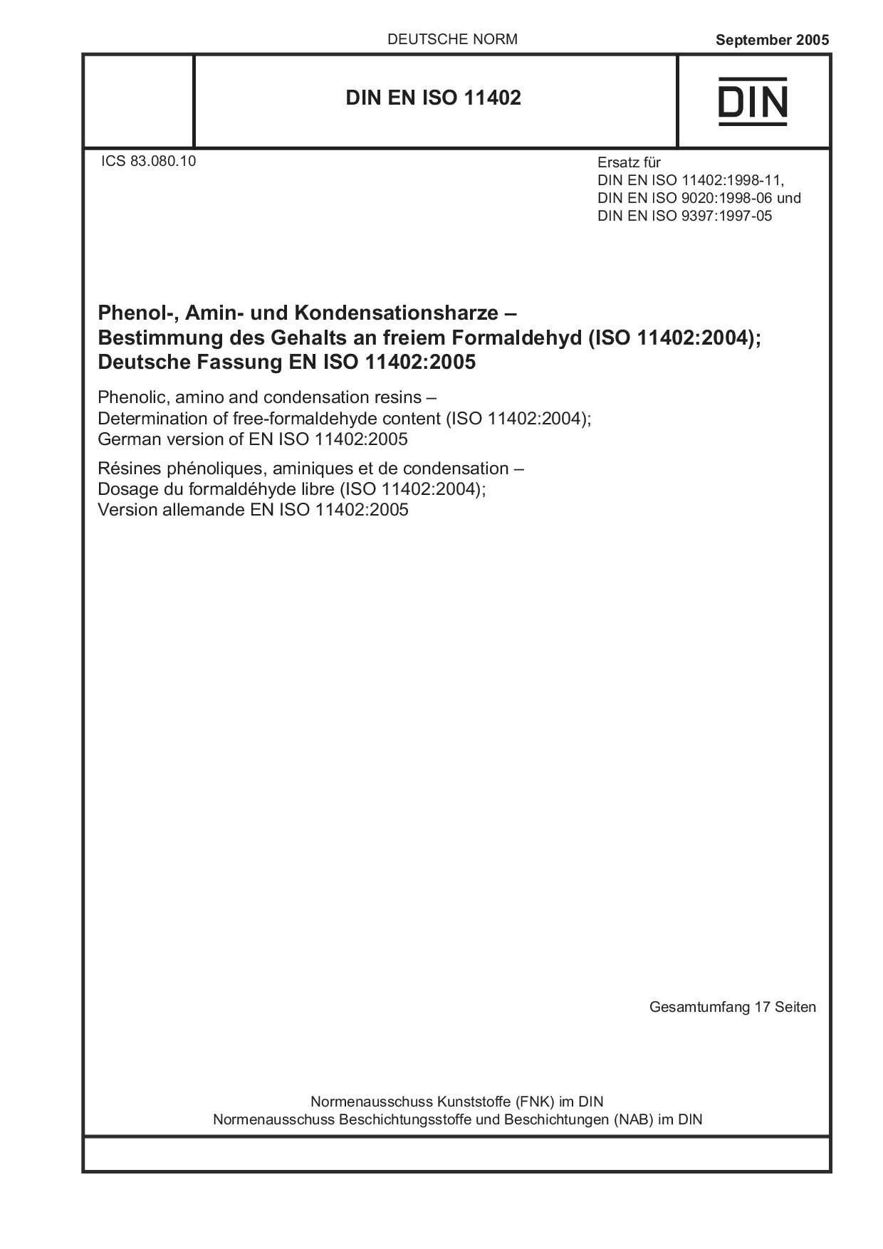 DIN EN ISO 11402:2005封面图