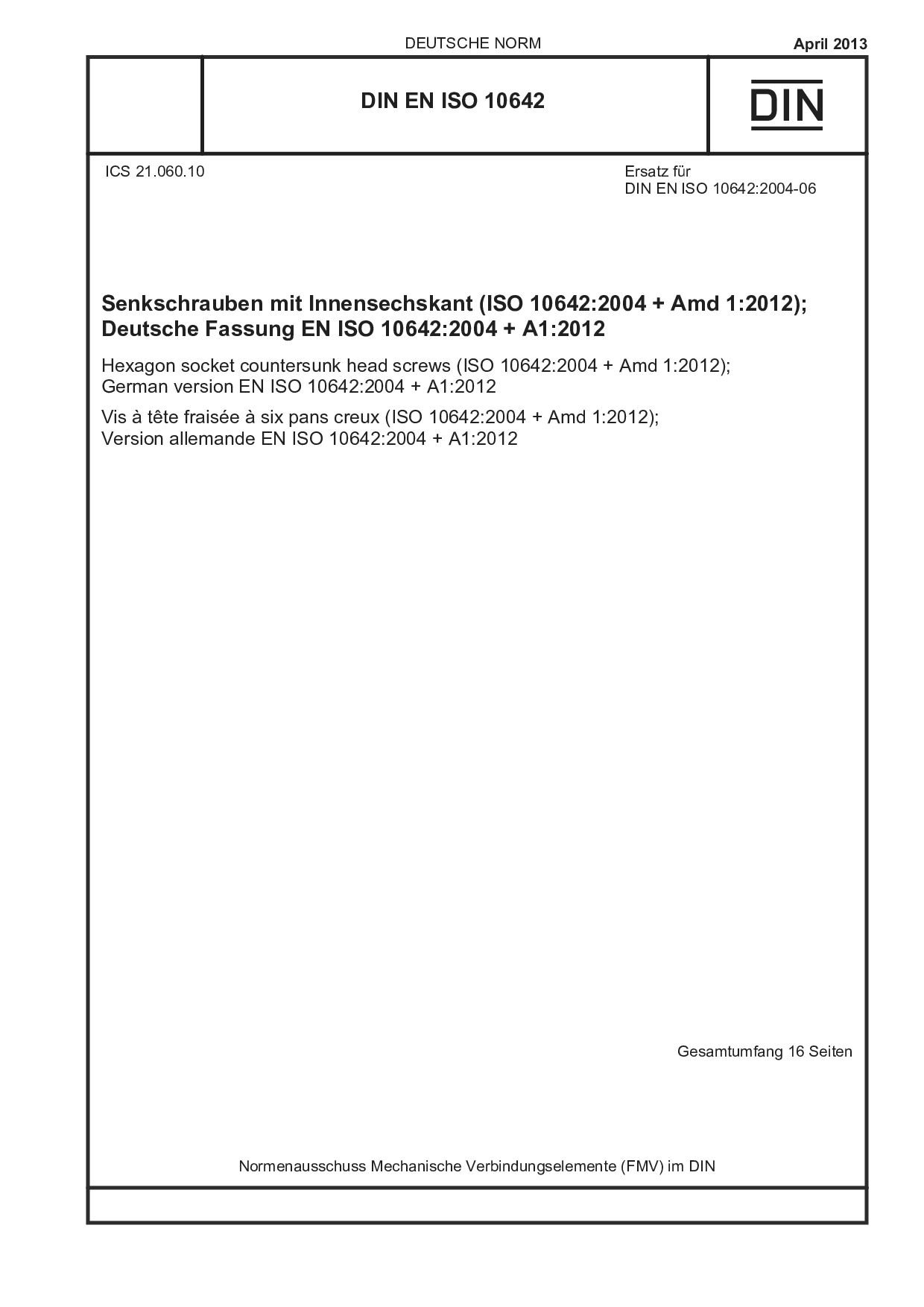 DIN EN ISO 10642:2013封面图