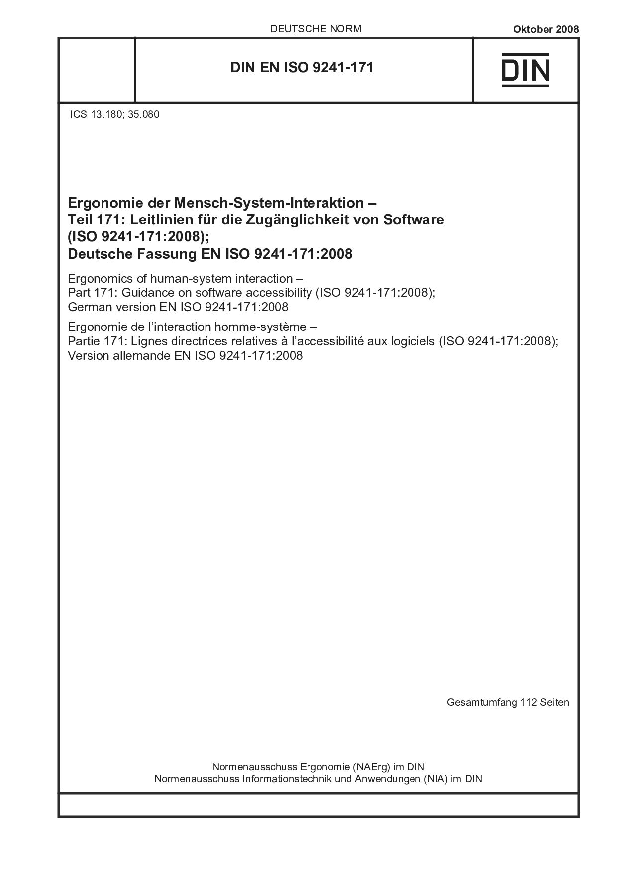 DIN EN ISO 9241-171:2008封面图
