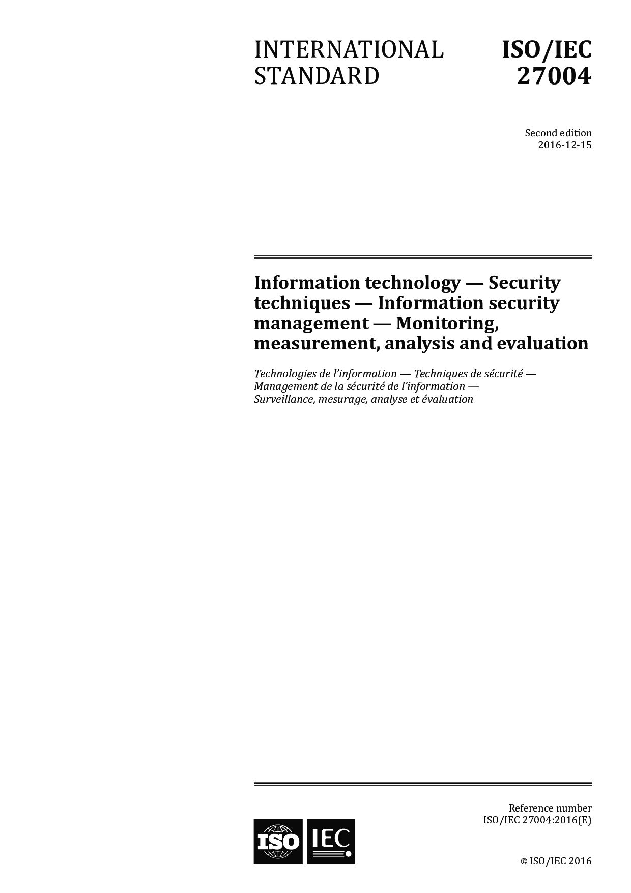 ISO/IEC 27004:2016封面图