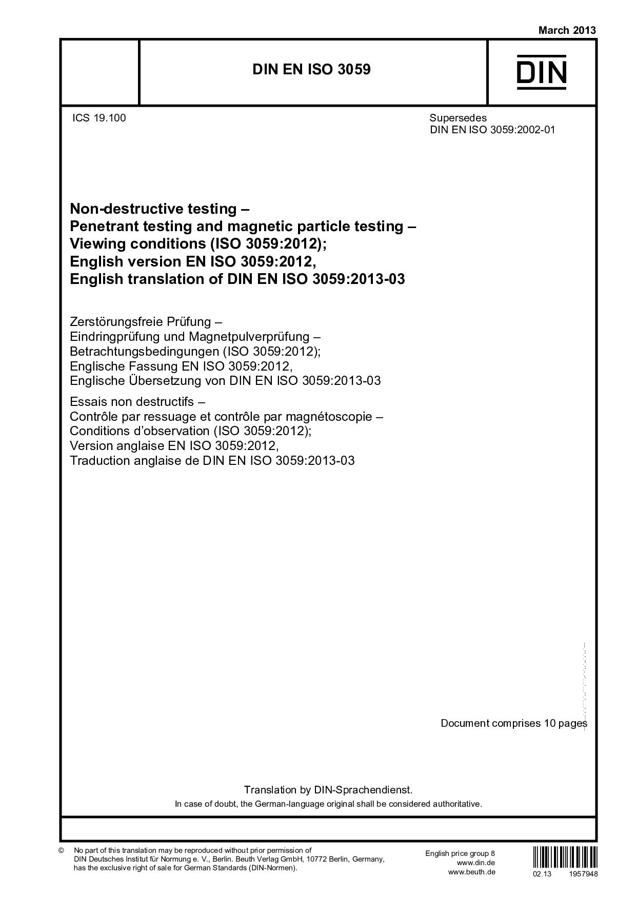 DIN EN ISO 3059:2013封面图