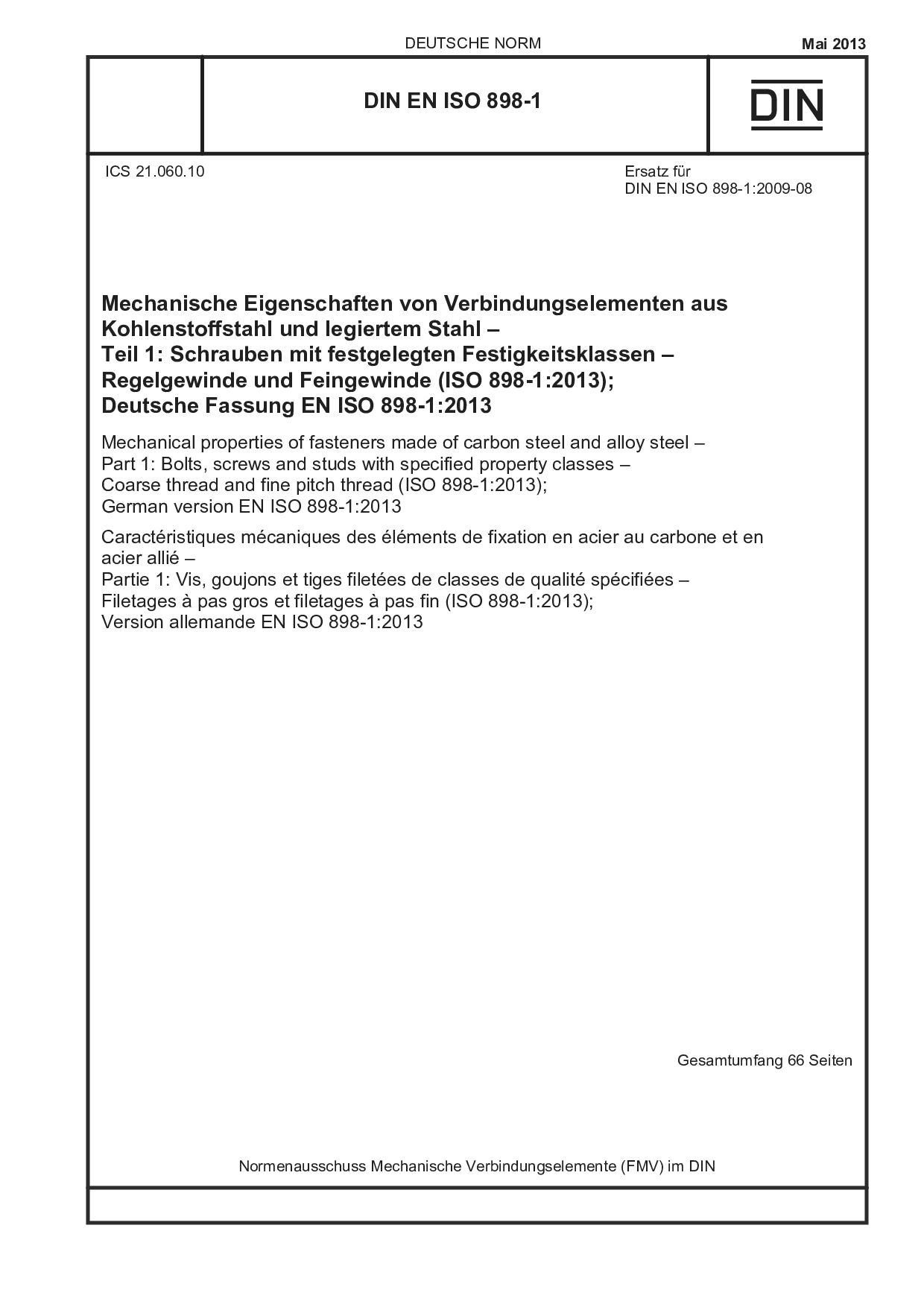 DIN EN ISO 898-1:2013封面图