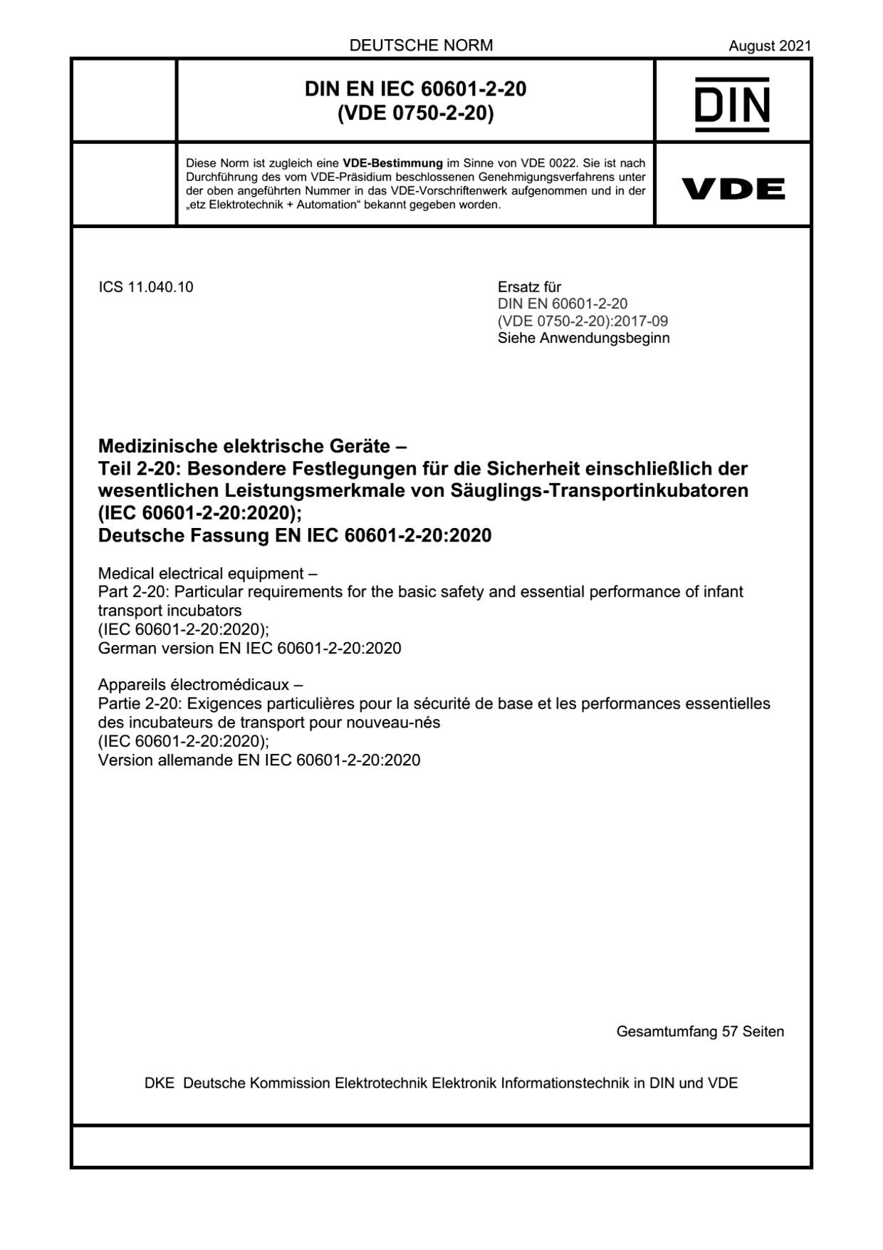 DIN EN IEC 60601-2-20:2021
